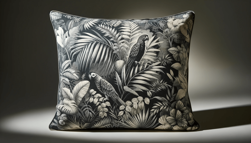 dall%c2%b7e-2024-01-23-11-17-13-a-16_9-full-hd-image-of-a-decorative-cushion-with-a-tropical-print-the-cushion-features-a-dense-black-and-white-illustration-of-exotic-foliage-and-pa-8743824