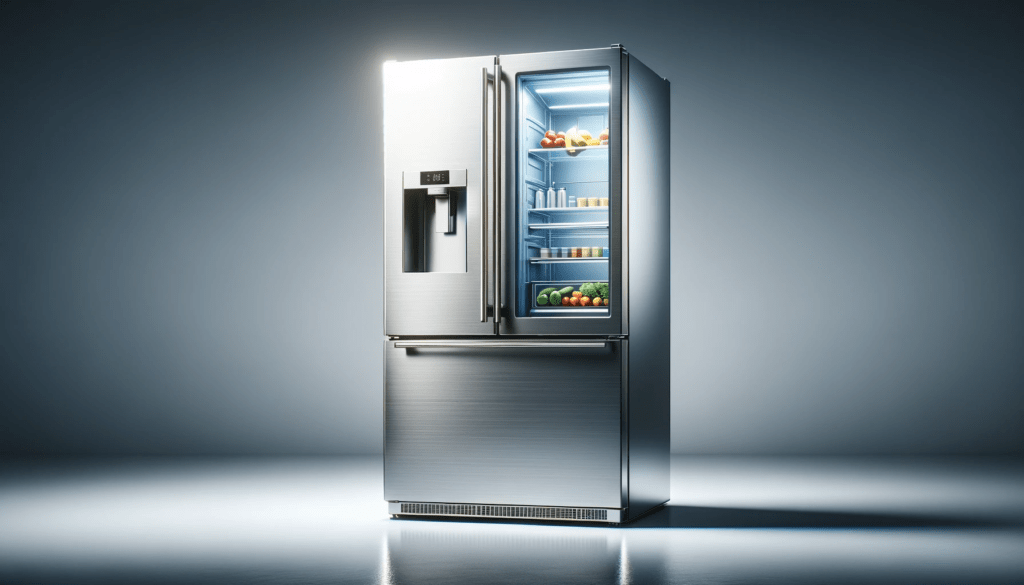 dall%c2%b7e-2024-01-23-11-26-42-a-modern-refrigerator-with-a-brushed-stainless-steel-finish-in-a-16_9-ratio-full-hd-image-the-refrigerator-has-four-doors-with-the-upper-right-door-8413679