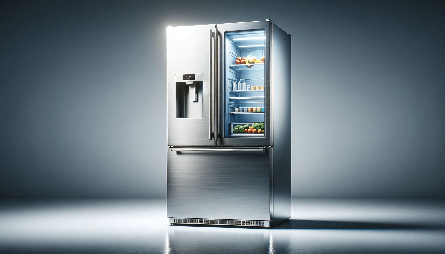 dall%c2%b7e-2024-01-23-11-26-42-a-modern-refrigerator-with-a-brushed-stainless-steel-finish-in-a-16_9-ratio-full-hd-image-the-refrigerator-has-four-doors-with-the-upper-right-door-8413679