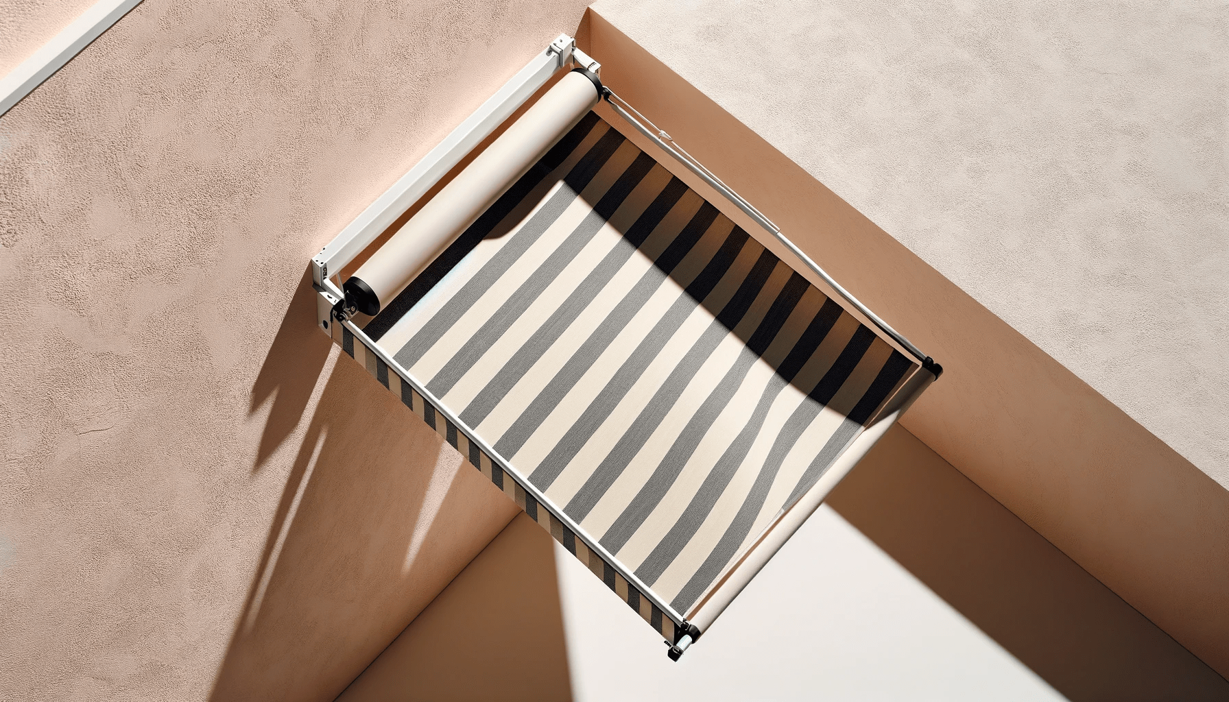 dall%c2%b7e-2024-01-26-12-19-27-a-top-down-view-of-a-contemporary-beige-and-black-striped-retractable-awning-the-awning-is-mounted-on-a-white-roll-and-extends-over-a-textured-pale-p-5554012