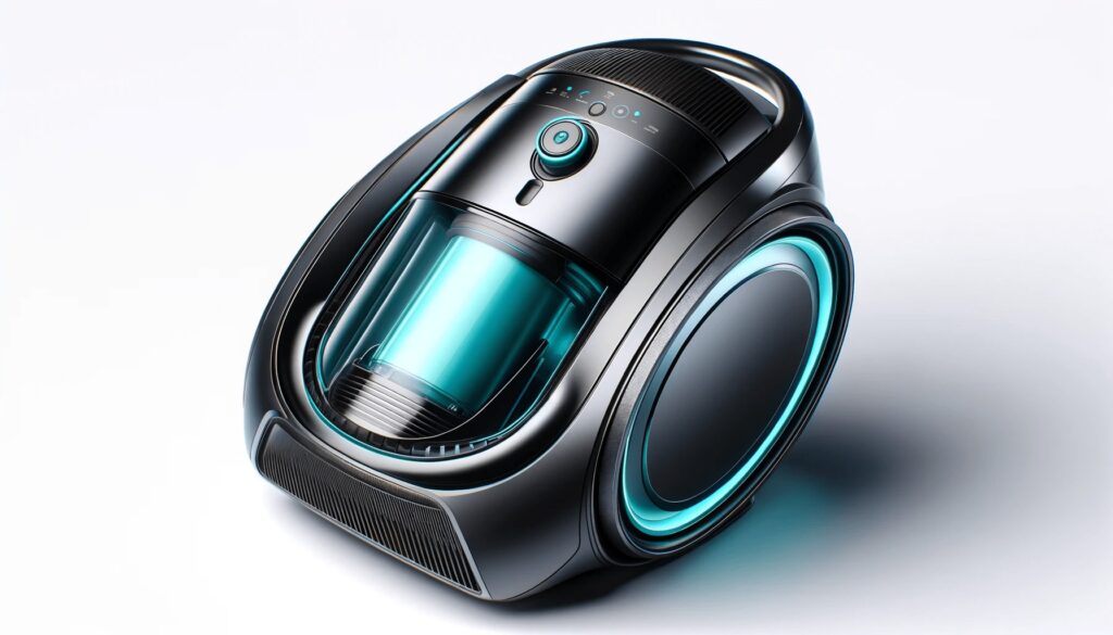 dall%c2%b7e-2024-01-31-11-21-44-create-a-high-definition-image-of-a-modern-vacuum-cleaner-with-a-sleek-compact-body-in-black-with-turquoise-accents-it-should-have-a-unique-futuris-9329782
