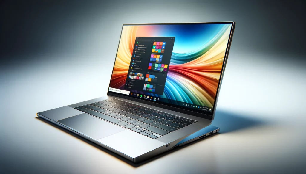 dall%c2%b7e-2024-02-05-13-41-58-a-modern-silver-laptop-with-a-sleek-design-opened-at-an-angle-to-show-its-screen-displaying-a-colorful-operating-system-interface-the-laptop-has-a-m-1637389