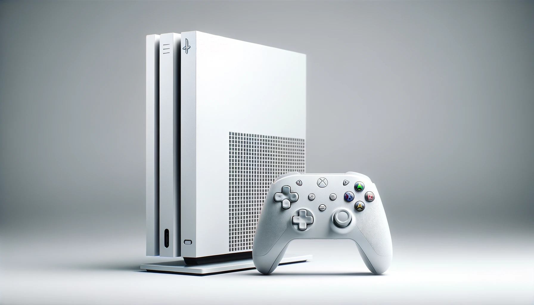 dall%c2%b7e-2024-02-05-16-03-56-a-modern-white-gaming-console-standing-vertically-next-to-its-matching-wireless-controller-the-console-has-a-sleek-rectangular-shape-with-a-visible-d-7258250