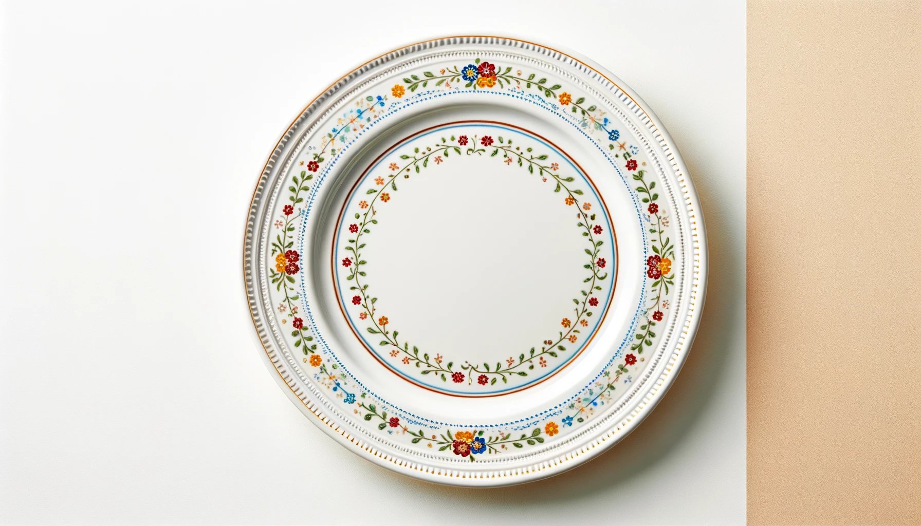 DALL·E-2024-02-06-10.42.20-A-top-view-of-a-classic-white-ceramic-plate-with-a-decorative-border.-The-border-is-adorned-with-a-delicate-pattern-of-small-flowers-and-leaves-in-a-v-8870959 dall%c2%b7e-2024-02-06-10-42-20-a-top-view-of-a-classic-white-ceramic-plate-with-a-decorative-border-the-border-is-adorned-with-a-delicate-pattern-of-small-flowers-and-leaves-in-a-v-8870959