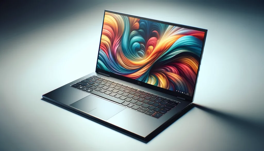 dall%c2%b7e-2024-02-06-18-21-00-a-modern-laptop-with-a-dark-gray-metallic-finish-the-screen-displaying-a-colorful-and-intricate-wallpaper-the-laptop-is-angled-to-show-off-the-scree-9083362