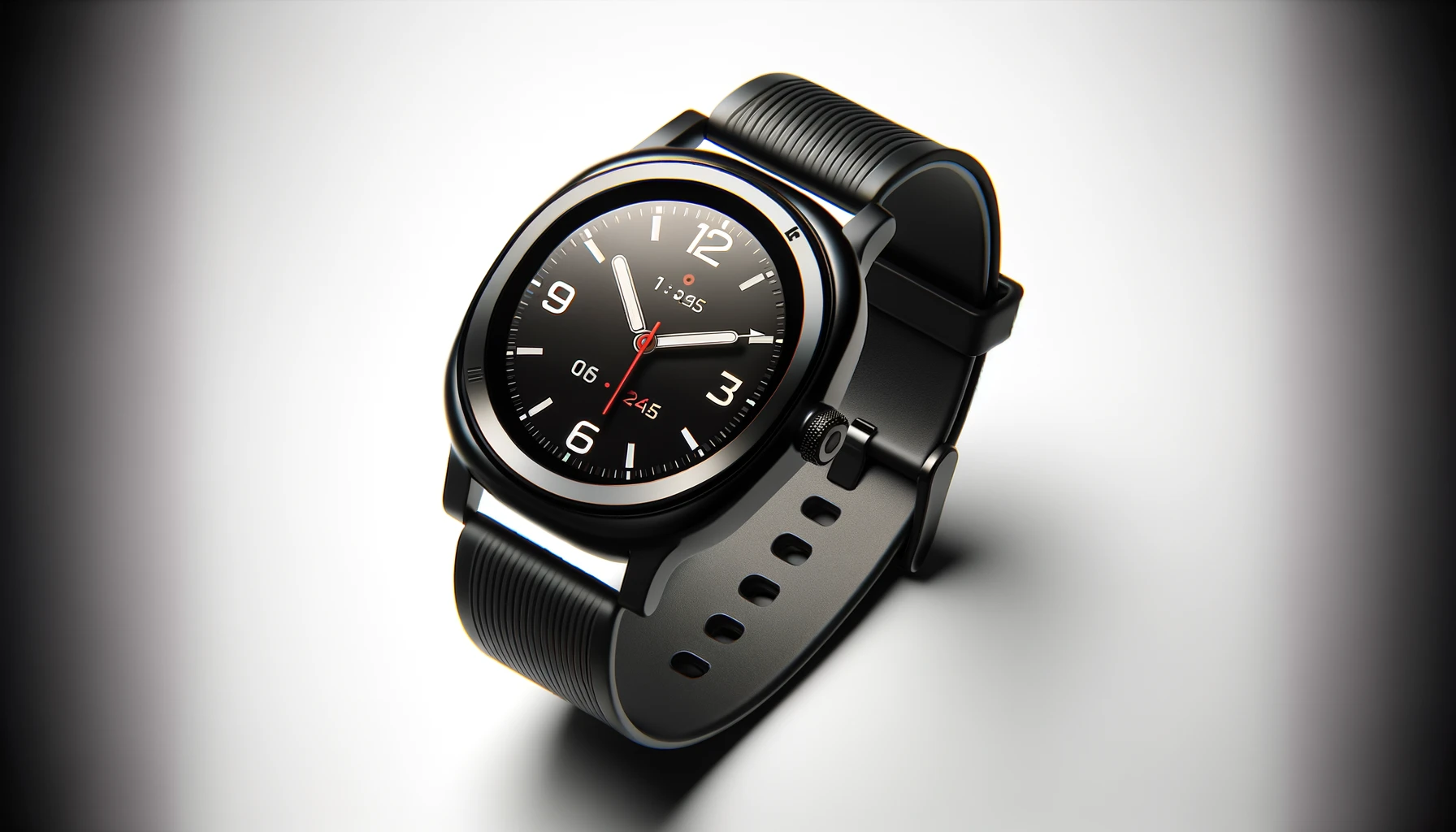 dall%c2%b7e-2024-02-06-19-13-00-a-modern-smartwatch-with-a-black-strap-and-a-dark-watch-face-showing-an-analog-clock-the-smartwatch-has-a-rectangular-display-with-rounded-corners-an-3846236