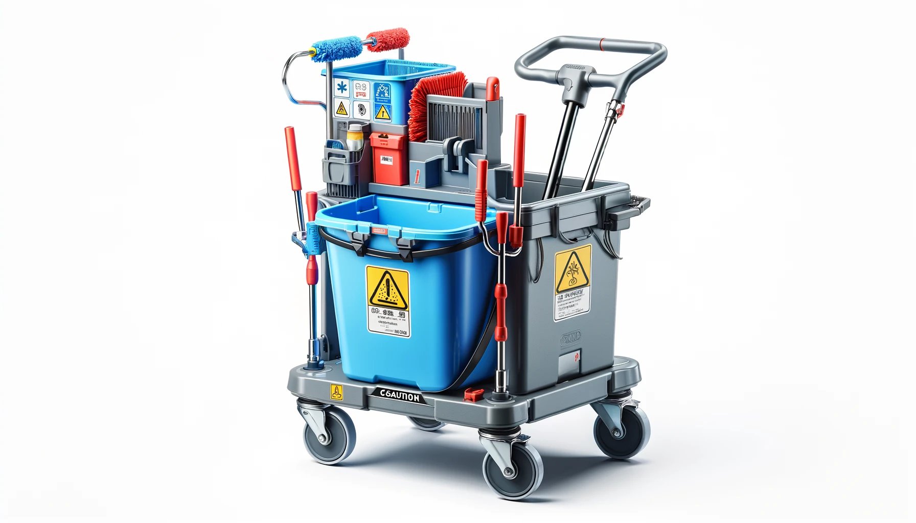 dall%c2%b7e-2024-02-07-07-26-36-a-professional-janitorial-cart-isolated-on-a-white-background-the-cart-is-equipped-with-a-red-and-a-blue-mop-bucket-each-with-caution-warnings-in-5732389