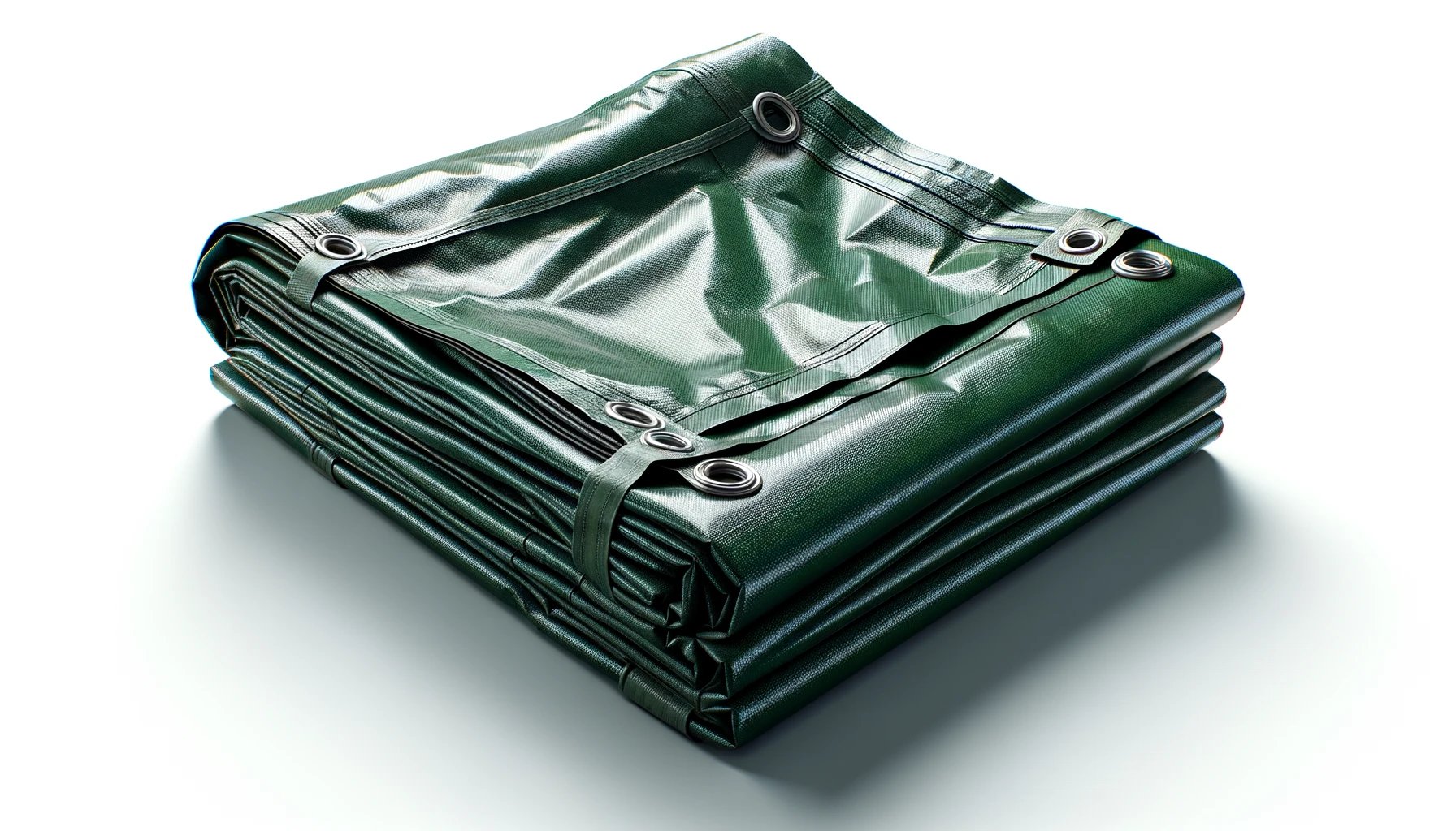 dall%c2%b7e-2024-02-07-15-31-36-a-heavy-duty-green-tarpaulin-folded-neatly-isolated-on-a-white-background-the-tarp-is-waterproof-with-a-glossy-finish-reflecting-light-it-features-4120703