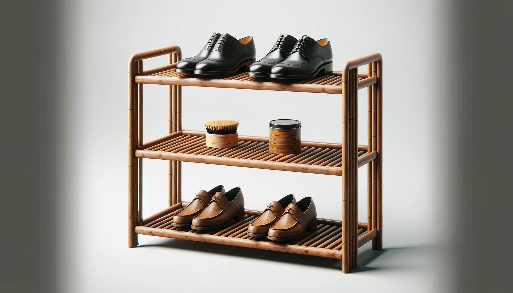 dall%c2%b7e-2024-02-09-17-29-03-create-a-high-definition-wide-aspect-ratio-image-of-a-two-tier-wooden-shoe-rack-the-shoe-rack-should-be-made-of-walnut-brown-colored-bamboo-with-sla-6728317