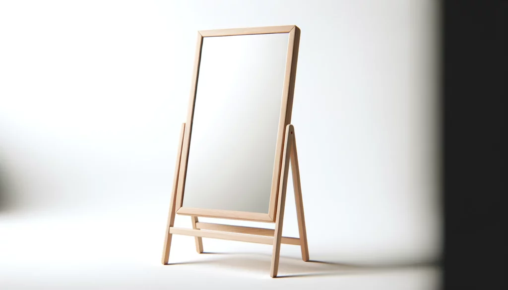 dall%c2%b7e-2024-02-09-19-56-12-a-minimalist-design-full-length-floor-mirror-with-a-light-wood-frame-the-mirror-has-a-modern-aesthetic-featuring-a-streamlined-shape-with-rounded-co-6132725