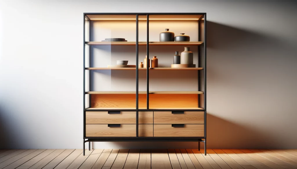 dall%c2%b7e-2024-02-09-20-42-12-a-modern-display-cabinet-with-a-contrasting-design-featuring-a-solid-black-frame-and-natural-oak-wood-shelving-the-cabinet-has-two-sections-with-cle-1256358