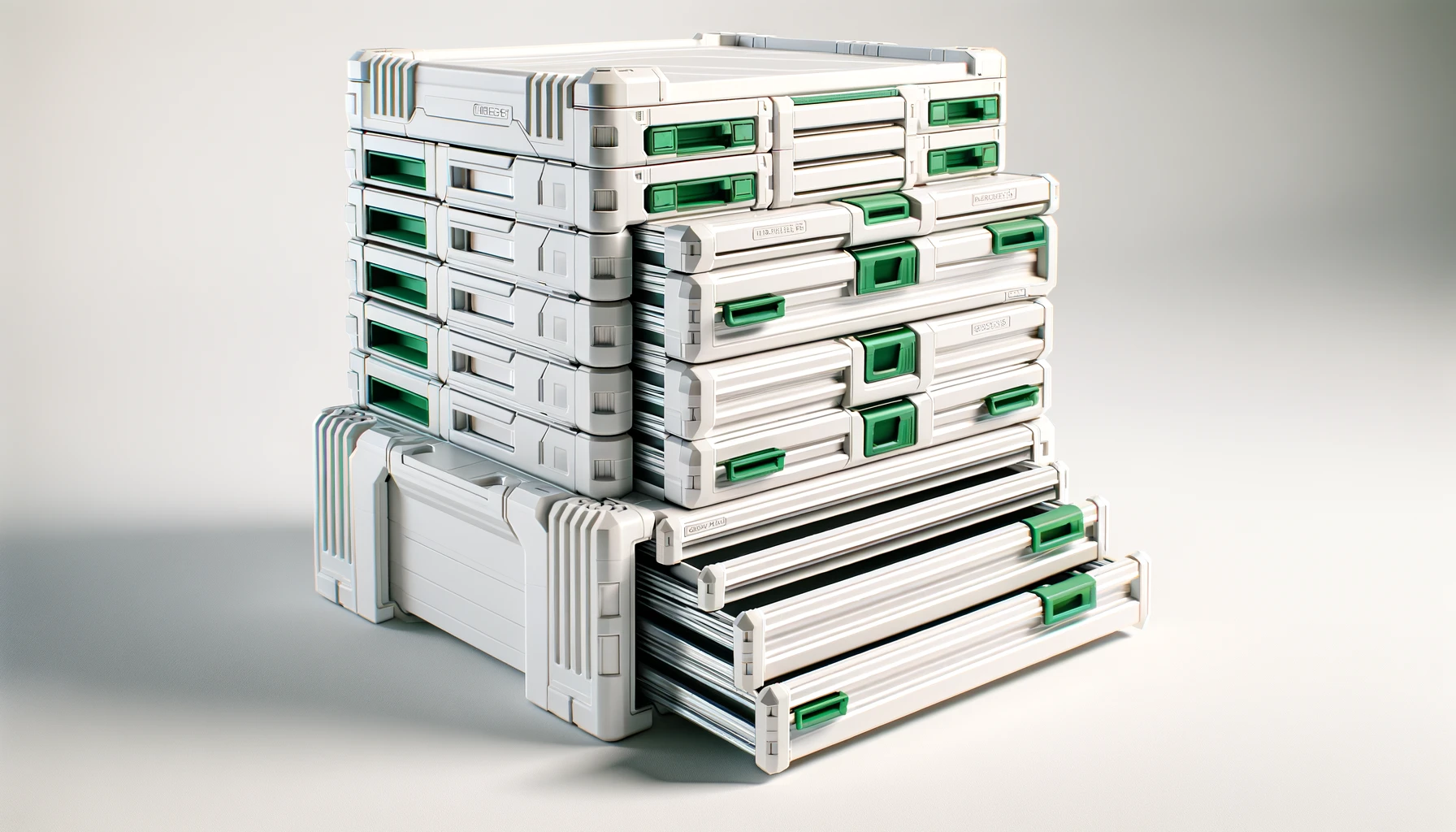 DALL·E-2024-02-10-07.21.31-A-3D-rendering-of-a-stackable-white-tool-storage-system-with-modular-drawers.-Each-drawer-has-a-green-handle-in-the-center-for-easy-opening.-The-stora-5591920 dall%c2%b7e-2024-02-10-07-21-31-a-3d-rendering-of-a-stackable-white-tool-storage-system-with-modular-drawers-each-drawer-has-a-green-handle-in-the-center-for-easy-opening-the-stora-5591920