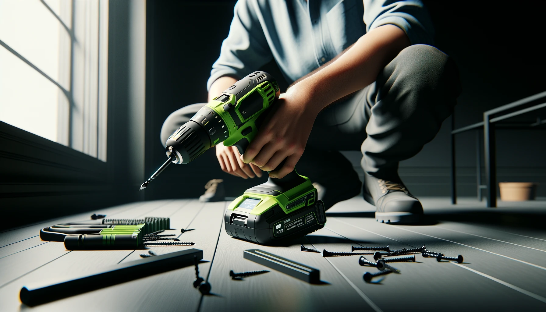 DALL·E-2024-02-10-14.29.41-Create-a-detailed-3D-rendering-of-a-scene-where-a-person-is-using-a-bright-green-and-black-cordless-power-tool-on-the-floor.-The-power-tool-is-compact-3532406 dall%c2%b7e-2024-02-10-14-29-41-create-a-detailed-3d-rendering-of-a-scene-where-a-person-is-using-a-bright-green-and-black-cordless-power-tool-on-the-floor-the-power-tool-is-compact-3532406