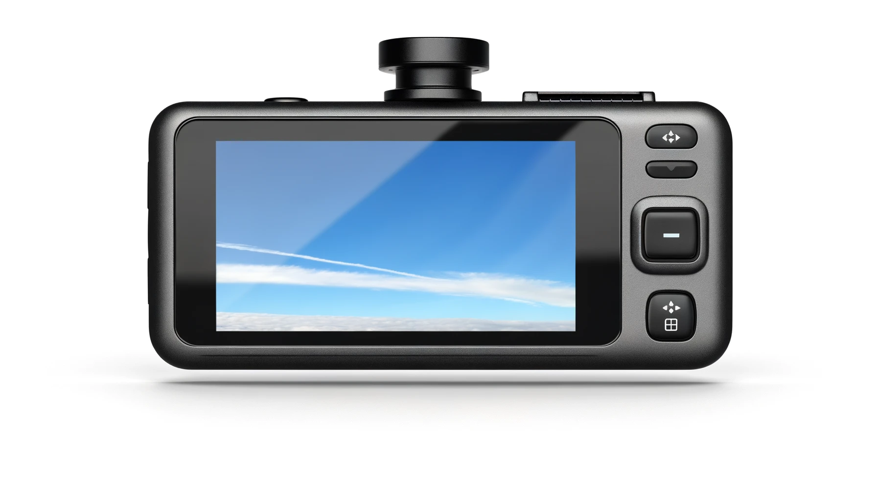 dall%c2%b7e-2024-02-11-15-58-05-a-high-quality-image-of-a-portable-car-dashboard-camera-with-a-touchscreen-display-showing-a-clear-sky-on-the-screen-as-if-recording-the-road-ahead-2330750