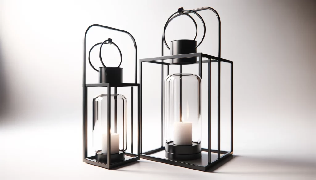 dall%c2%b7e-2024-02-11-19-11-46-create-a-16_9-image-of-two-modern-lanterns-with-a-minimalist-design-the-lanterns-should-have-a-sleek-black-metal-frame-with-a-rectangular-shape-and-5692506