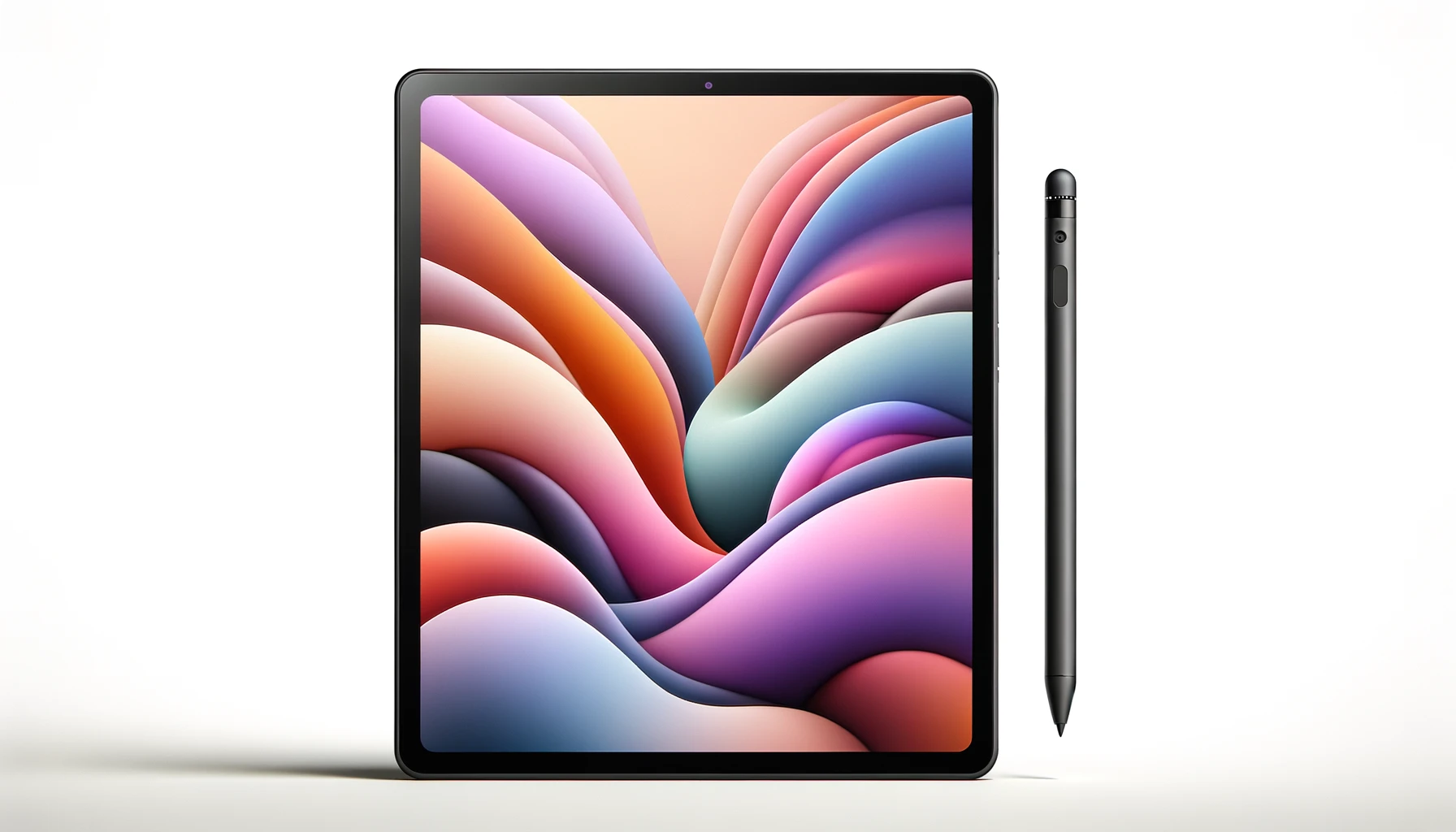 dall%c2%b7e-2024-02-12-17-59-42-image-of-a-modern-sleek-tablet-with-a-stylus-pen-the-tablet-has-a-thin-black-bezel-and-a-colorful-abstract-wallpaper-featuring-soft-fluid-shapes-in-1820893
