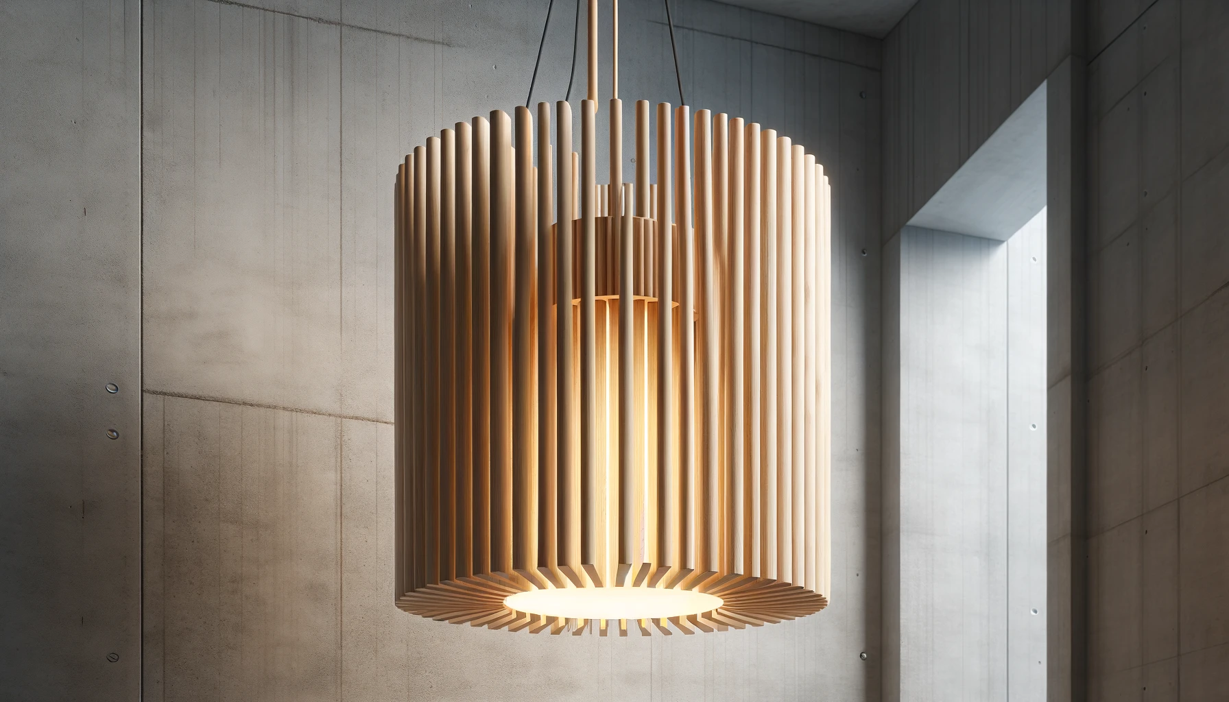 dall%c2%b7e-2024-02-12-18-15-59-create-a-16_9-image-depicting-a-modern-pendant-light-fixture-with-a-cylindrical-shape-composed-of-multiple-vertical-wooden-slats-in-a-natural-light-w-1878408