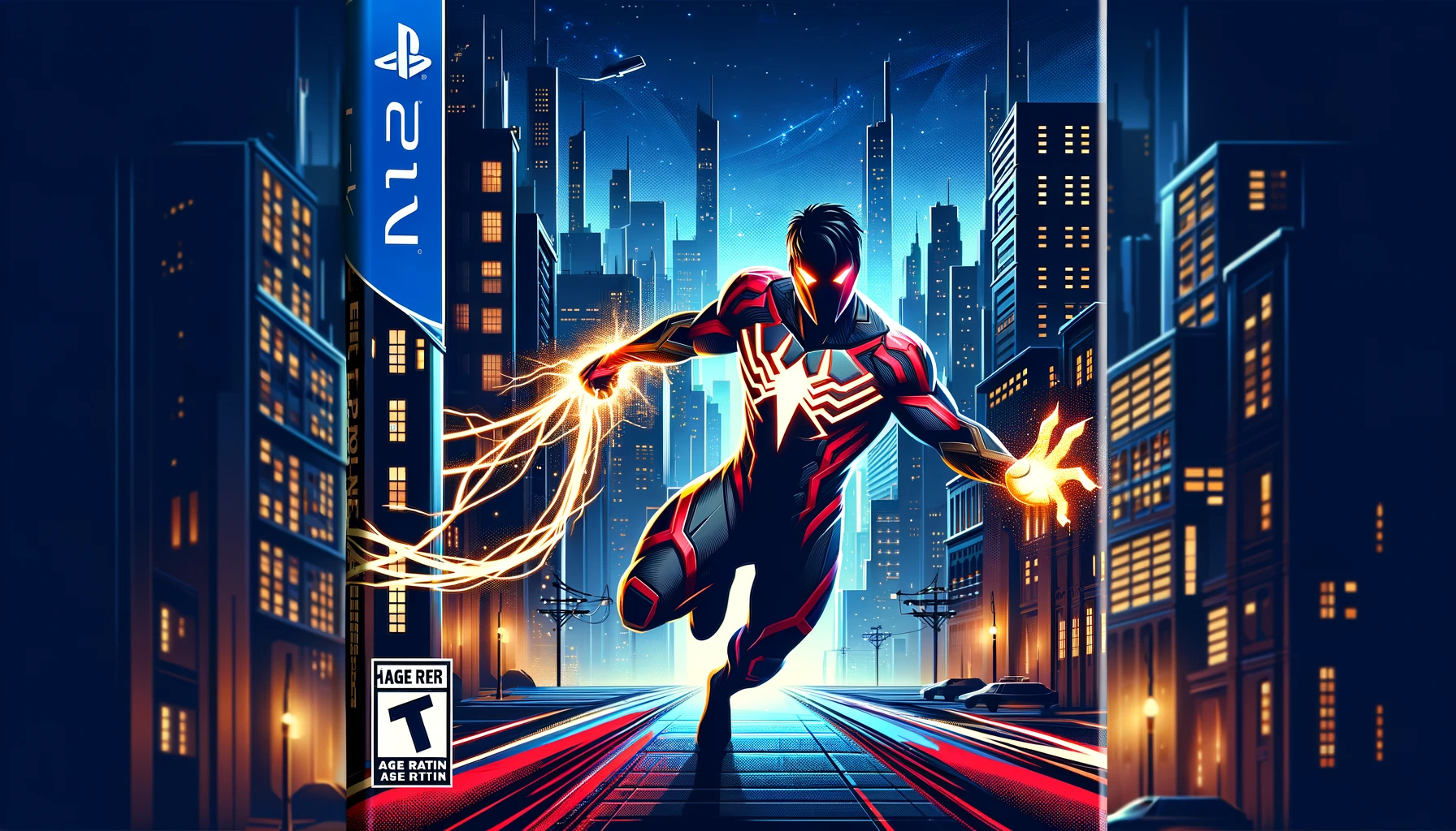 dall%c2%b7e-2024-02-13-08-29-39-create-an-image-of-a-fictional-video-game-cover-for-a-superhero-game-featuring-a-character-in-a-red-and-black-suit-with-electric-powers-the-character-6538626