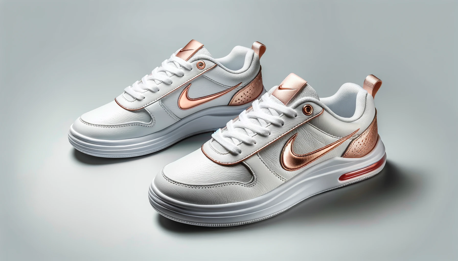 dall%c2%b7e-2024-02-13-20-39-48-create-an-image-of-a-pair-of-stylish-low-top-sneakers-the-sneakers-should-have-a-white-leather-base-with-elegant-rose-gold-swoosh-like-design-on-the-8497432