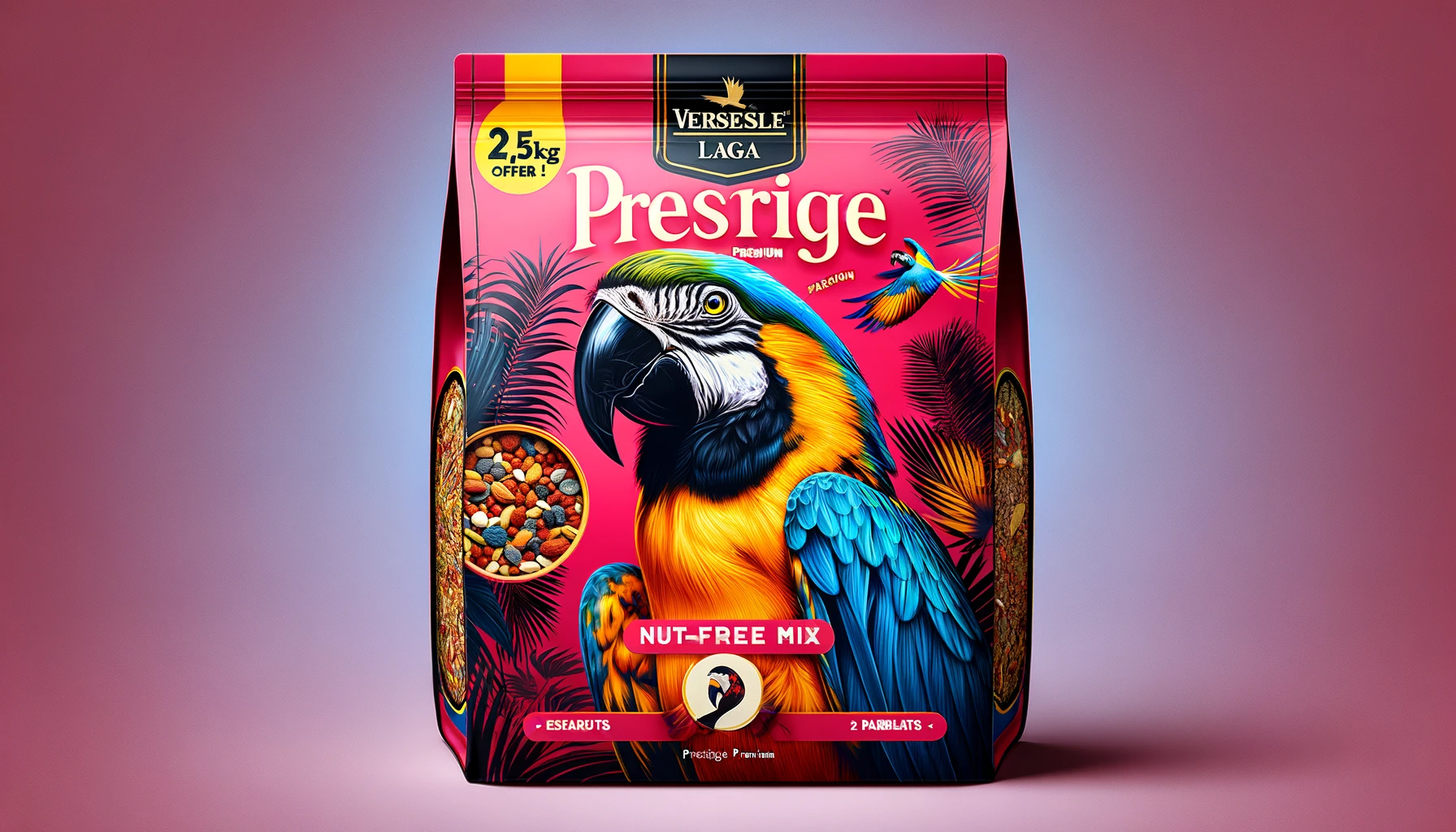dall%c2%b7e-2024-02-14-08-03-37-a-striking-pet-food-bag-design-featuring-a-vibrant-blue-and-yellow-macaw-prominently-in-the-center-set-against-a-rich-pink-background-with-a-subtle-t-3881411