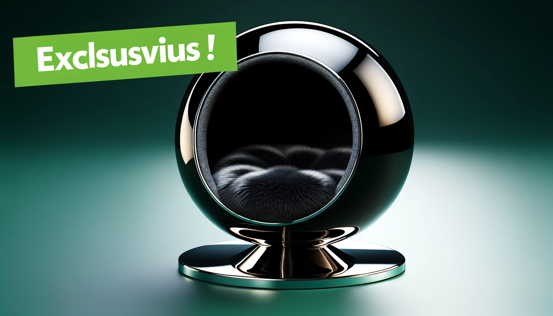 dall%c2%b7e-2024-02-14-08-37-28-a-modern-pet-bed-design-featuring-a-glossy-black-spherical-shell-resting-on-a-chrome-pedestal-base-the-bed-has-a-luxurious-black-faux-fur-cushion-in-9501139