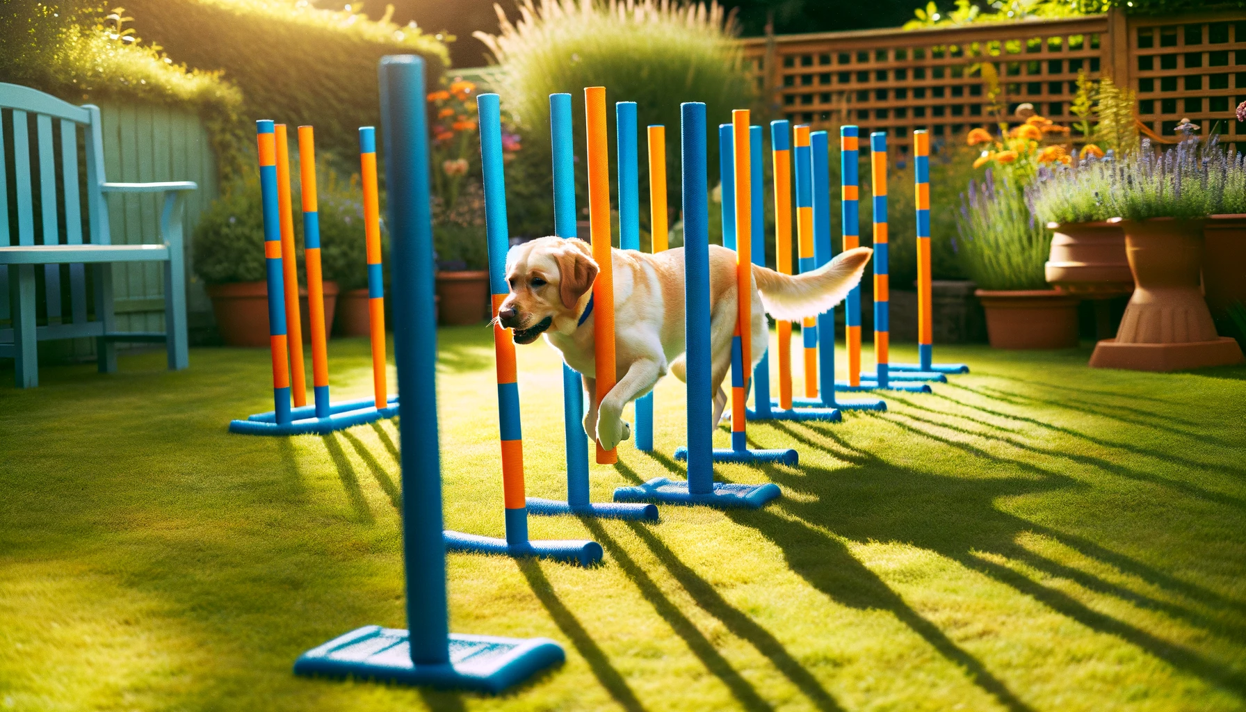 dall%c2%b7e-2024-02-14-14-45-09-create-a-wide-16_9-ratio-fullhd-image-of-a-dog-training-in-a-weave-pole-agility-course-set-up-in-a-sunny-garden-the-poles-should-be-brightly-colored-5776021