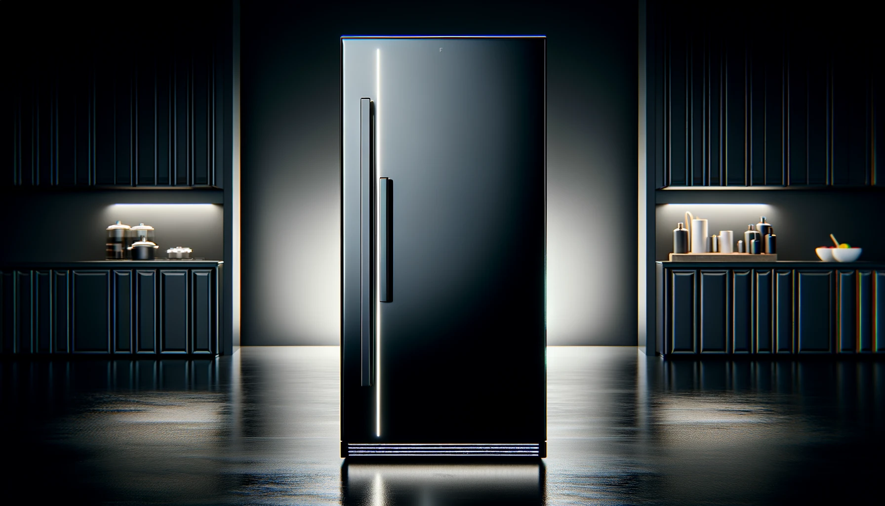 dall%c2%b7e-2024-02-15-16-10-41-a-futuristic-looking-refrigerator-in-a-vertical-orientation-with-a-sleek-glossy-black-finish-the-fridge-features-a-minimalist-design-with-a-single-l-9207114
