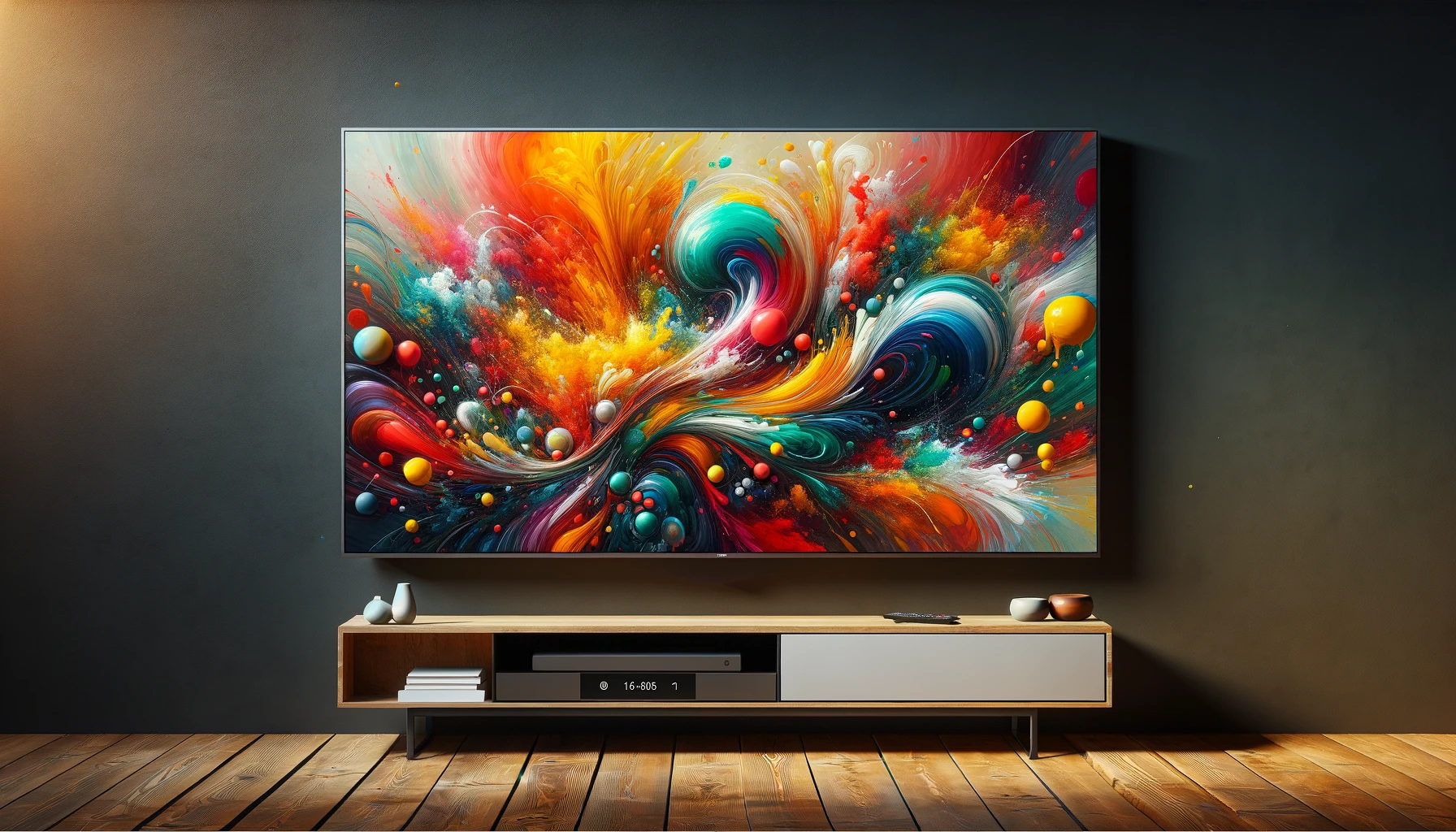 dall%c2%b7e-2024-02-15-18-20-10-an-image-of-a-colorful-abstract-painting-displayed-on-a-modern-flat-screen-television-that-is-mounted-on-a-dark-wall-the-painting-is-vibrant-with-a-7014812