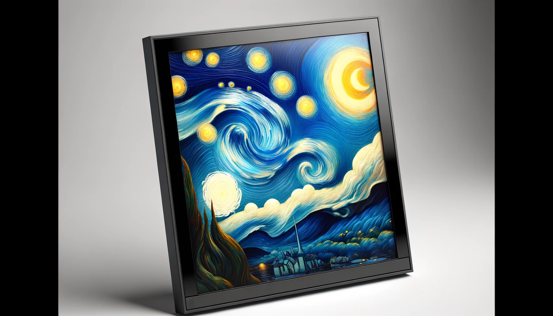 dall%c2%b7e-2024-02-16-10-38-52-an-elegant-digital-display-presenting-a-famous-post-impressionist-painting-of-a-starry-night-sky-the-display-is-modern-sleek-with-a-thin-black-frame-8319450