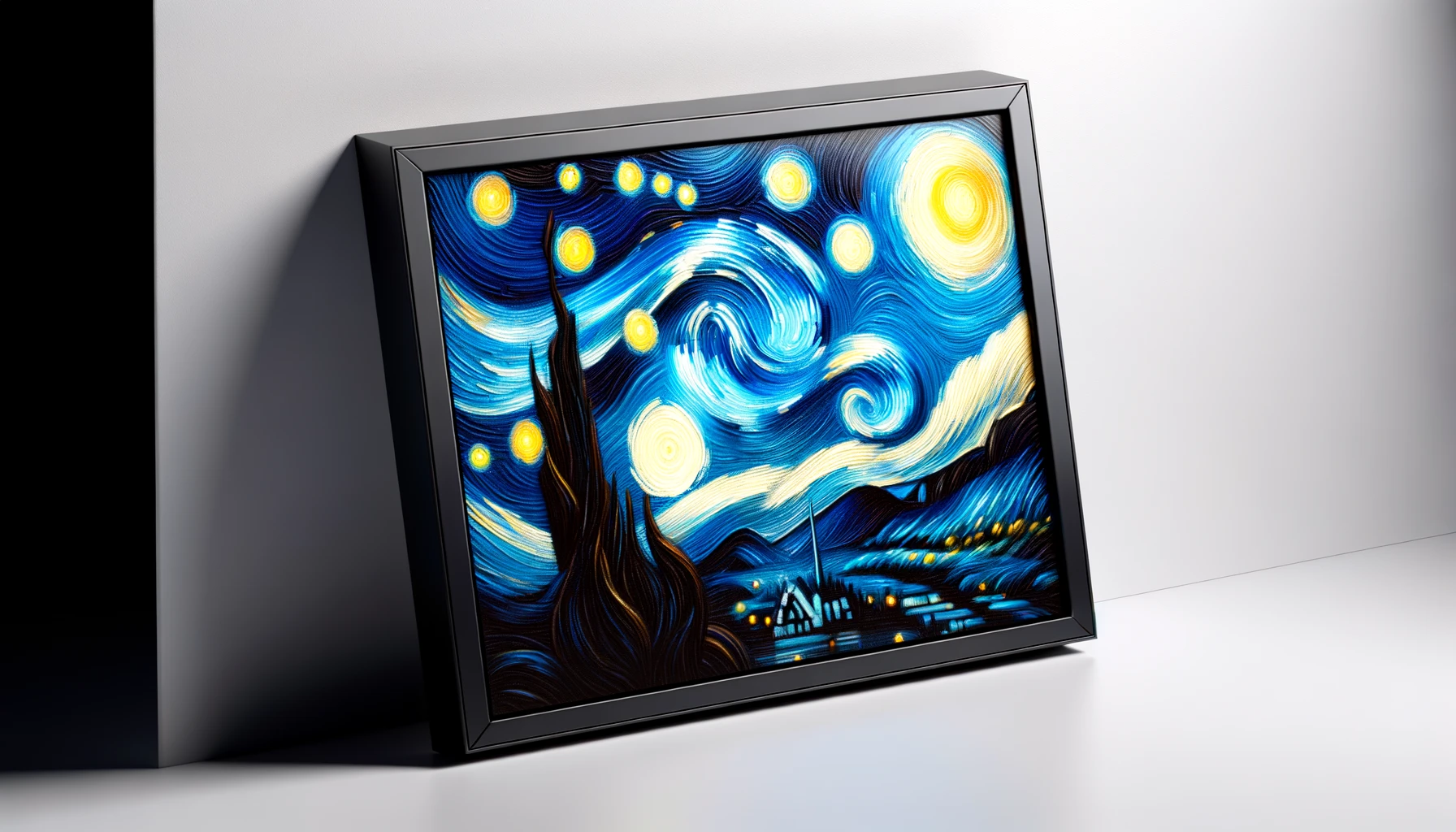 dall%c2%b7e-2024-02-16-10-43-02-a-digital-display-with-a-dimensional-look-showcasing-a-post-impressionist-painting-of-a-starry-night-the-frame-is-sleek-black-and-modern-with-a-s-9328116