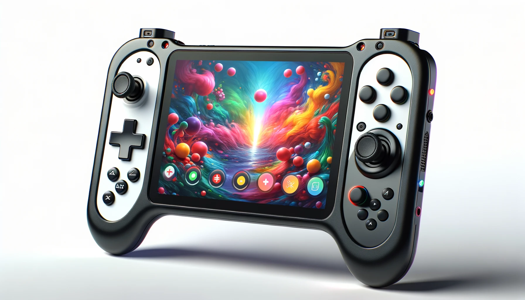 dall%c2%b7e-2024-02-19-17-26-35-a-portable-gaming-device-with-detachable-controllers-on-either-side-the-device-has-a-central-screen-displaying-vibrant-colors-and-abstract-shapes-th-6028574