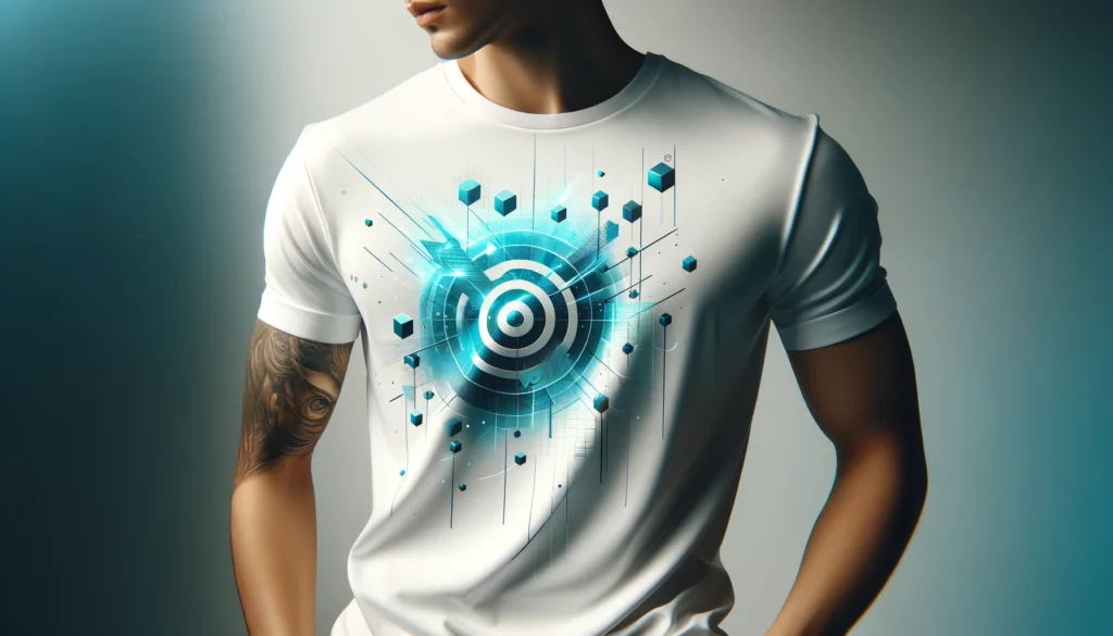 dall%c2%b7e-2024-02-19-23-36-26-a-high-resolution-photograph-of-a-man-wearing-a-white-t-shirt-with-a-creative-abstract-blue-logo-design-on-the-chest-the-logo-has-a-futuristic-meta-1623701