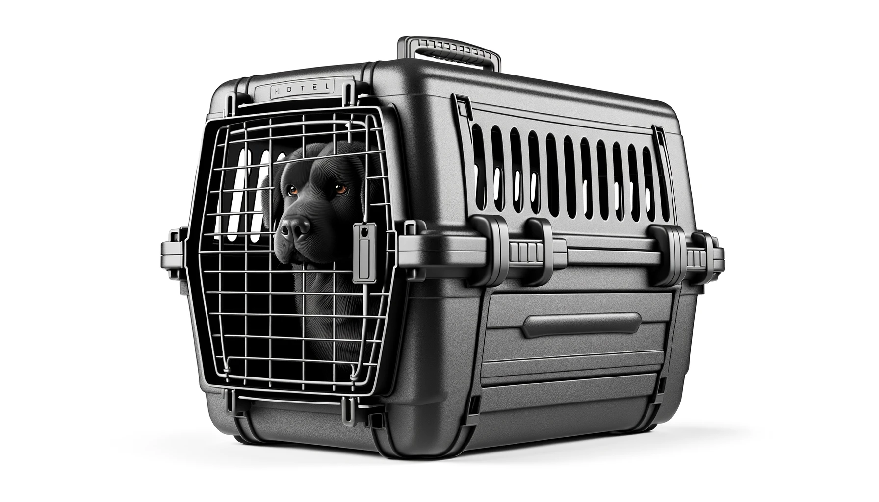 DALL·E-2024-02-22-19.07.47-Create-an-image-of-a-sturdy-and-secure-pet-carrier-suitable-for-medium-to-large-dogs.-The-carrier-should-be-made-of-high-quality-durable-black-plasti