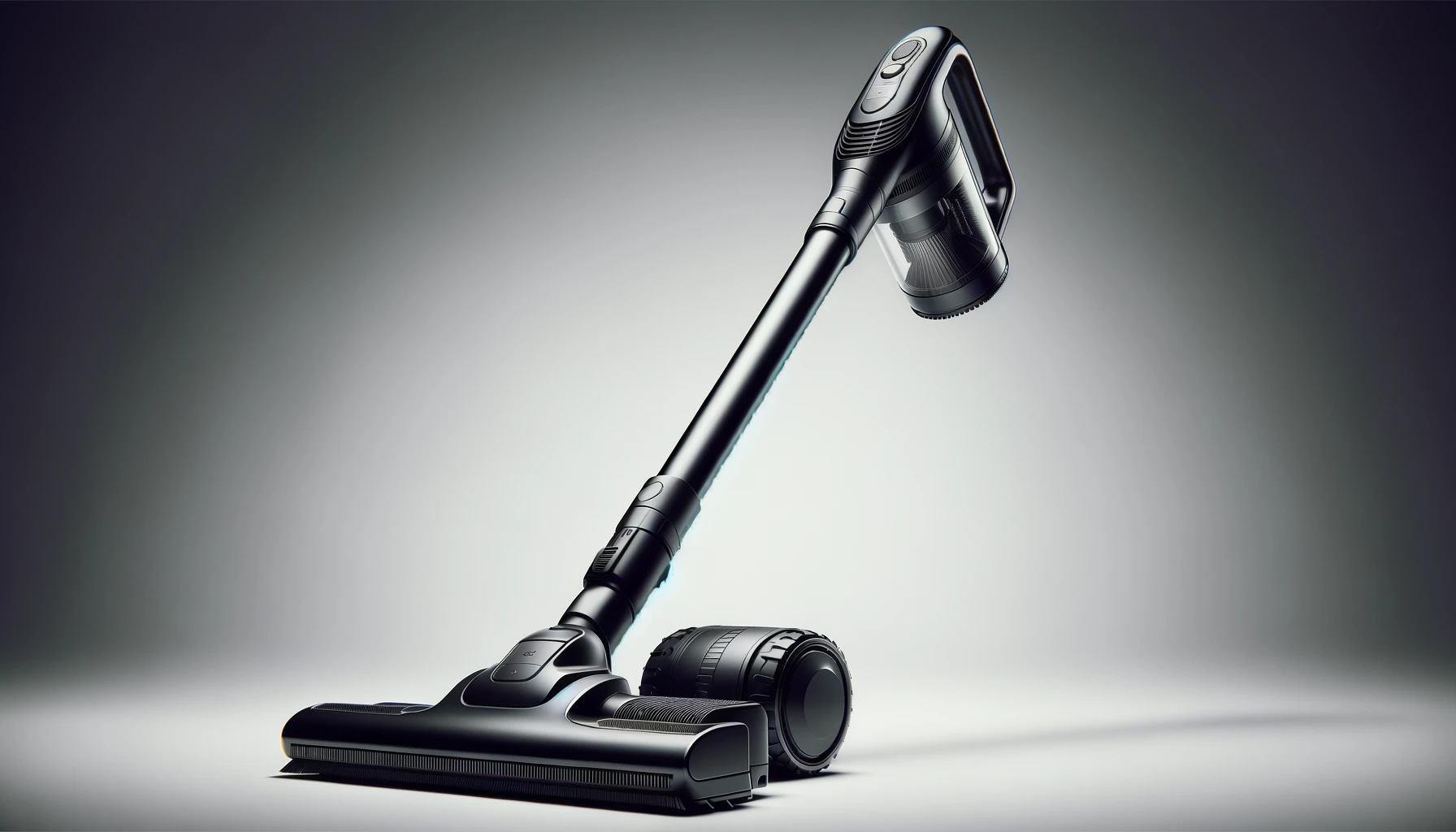 DALL·E-2024-02-26-09.11.56-A-photograph-style-image-of-a-modern-cordless-stick-vacuum-cleaner.-The-vacuum-cleaner-has-a-sleek-black-design-with-a-long-handle-for-ease-of-use.-