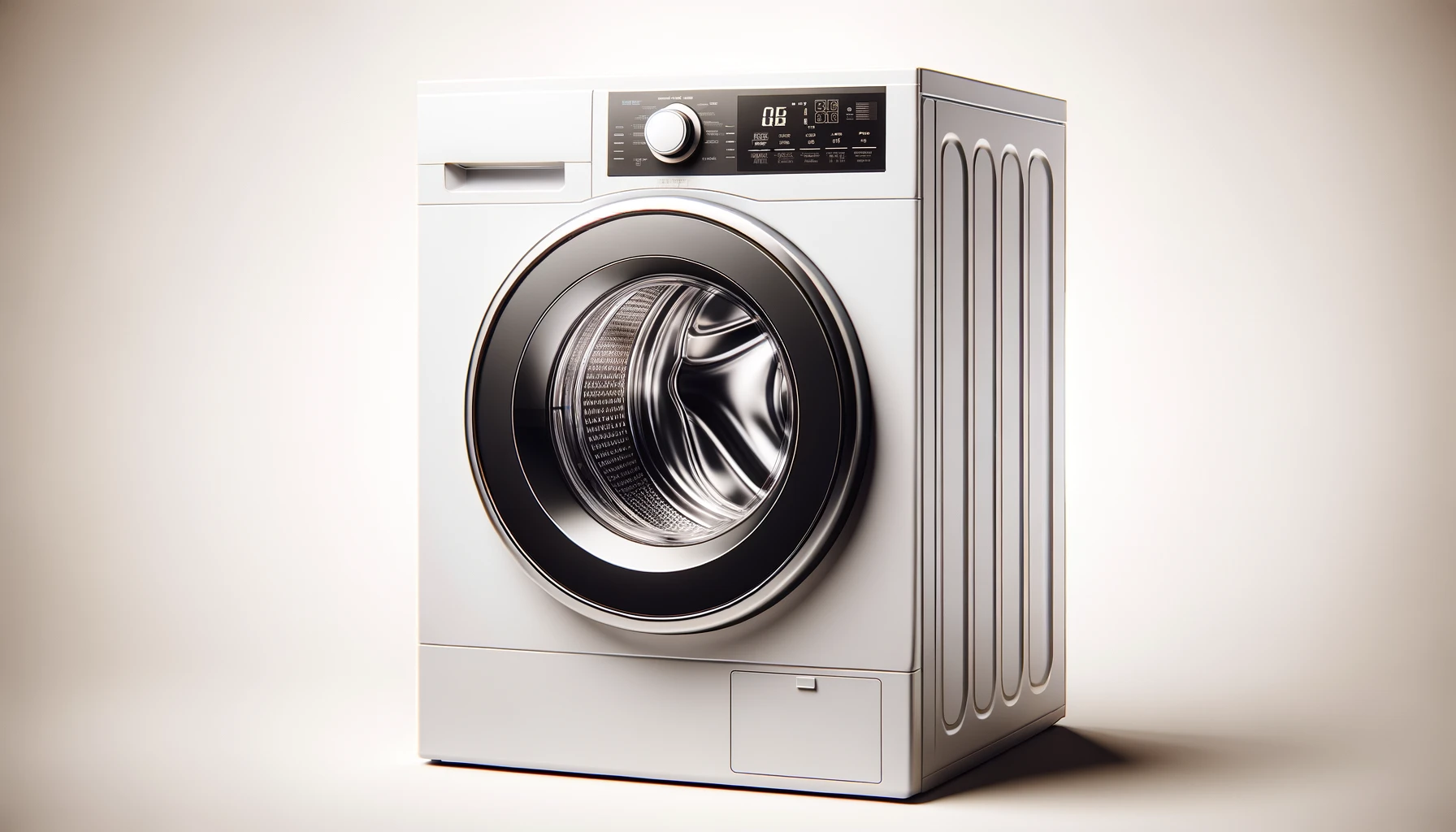 DALL·E-2024-02-26-09.16.15-A-photograph-style-image-of-a-modern-front-loading-washing-machine.-The-washing-machine-has-a-clean-white-body-with-a-large-transparent-door-featuring