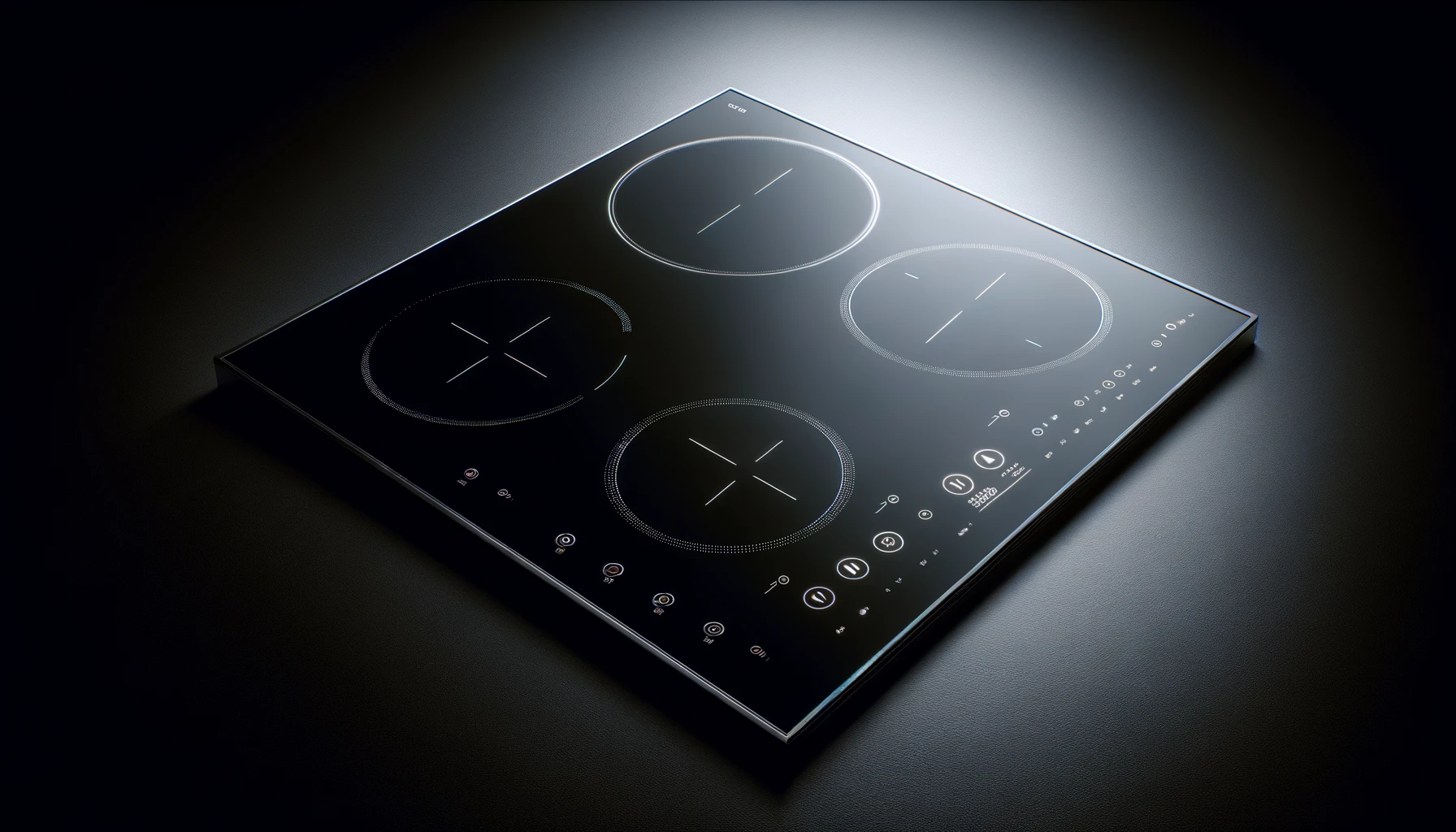 DALL·E-2024-02-26-12.46.32-Create-a-high-definition-image-of-a-modern-induction-cooktop.-It-should-be-black-with-a-sleek-glass-surface-featuring-four-cooking-zones-that-are-out