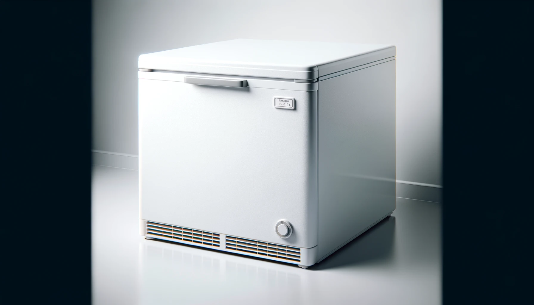 DALL·E-2024-02-27-09.44.34-Image-description_-A-modern-white-chest-freezer-viewed-from-the-front.-The-freezer-is-placed-in-a-clean-well-lit-space-possibly-a-garage-or-utility-