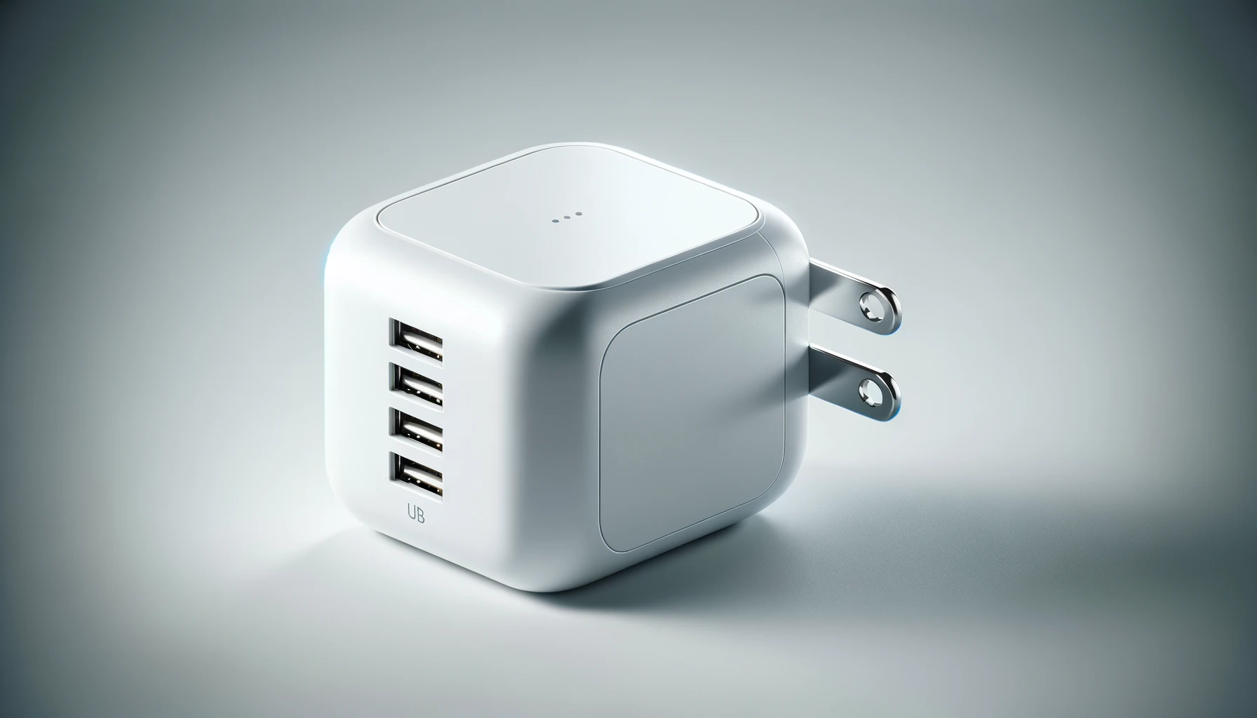DALL·E-2024-02-27-10.37.14-Create-an-image-of-a-modern-compact-USB-wall-charger.-The-charger-should-be-cube-shaped-with-a-clean-white-plastic-finish.-It-should-have-folding-el