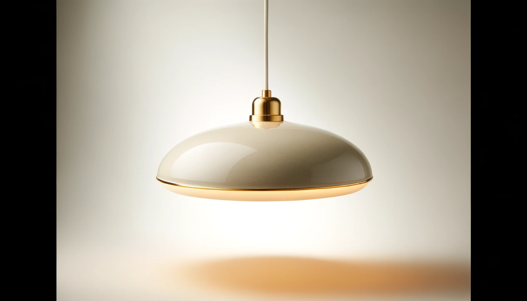 DALL·E-2024-02-28-14.36.09-Image-of-a-beige-ceramic-pendant-light-with-a-gold-trim.-The-light-features-a-broad-shallow-dome-shape-that-provides-a-wide-spread-of-light.-The-cera