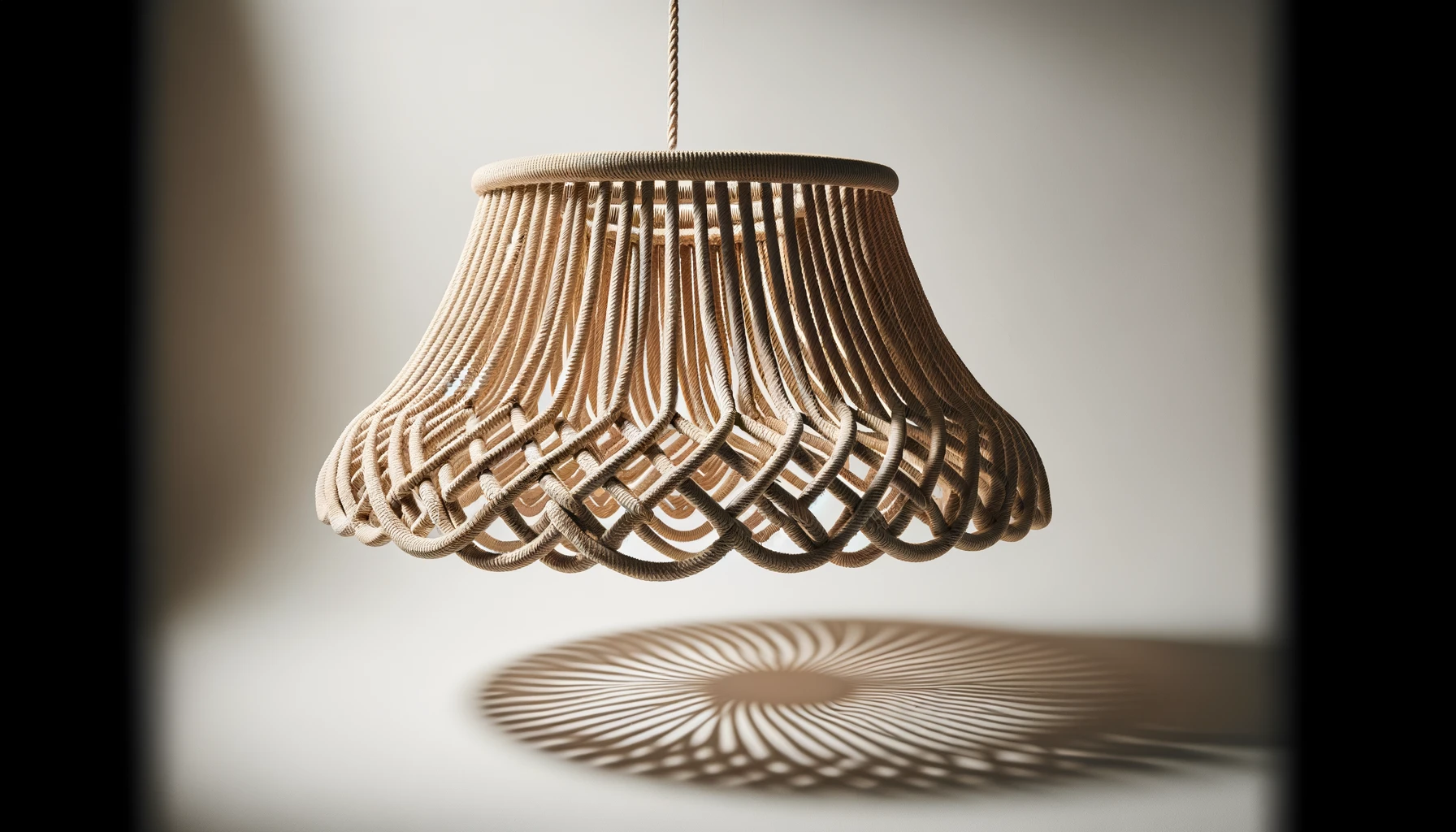 DALL·E-2024-02-28-14.47.07-Image-of-a-lampshade-for-a-hanging-light-made-of-beige-braided-rope.-The-design-is-open-and-airy-featuring-a-wide-flared-shape-with-the-rope-creatin