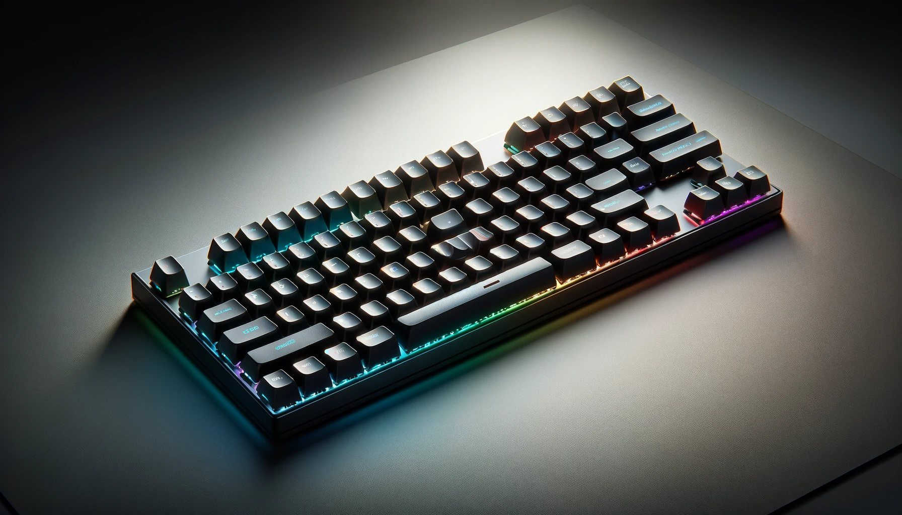 DALL·E-2024-02-28-21.25.29-A-highly-detailed-image-of-a-modern-mechanical-keyboard.-The-keyboard-is-positioned-centrally-on-a-flat-surface-viewed-from-a-slightly-elevated-angle
