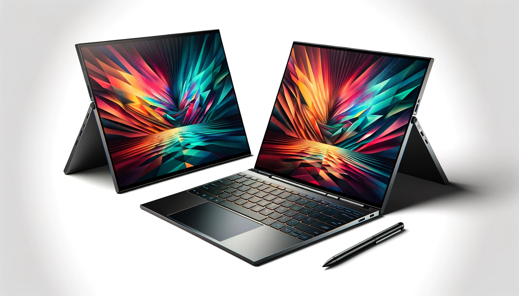 DALL·E-2024-02-29-10.17.36-Create-a-high-definition-16_9-aspect-ratio-image-featuring-two-modern-high-end-convertible-laptops.-The-first-laptop-should-be-positioned-on-the-lef