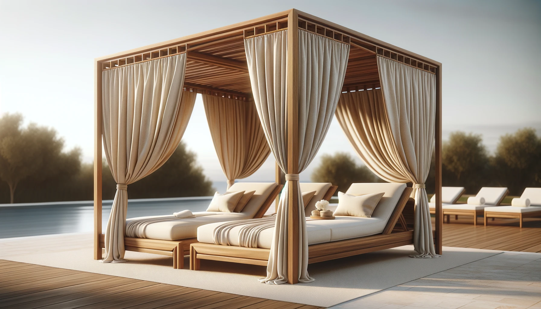 DALL·E-2024-02-29-11.50.29-A-professional-quality-double-sun-lounger-with-a-canopy-designed-for-use-in-a-resort-or-poolside-setting.-The-structure-is-made-of-eucalyptus-wood-k