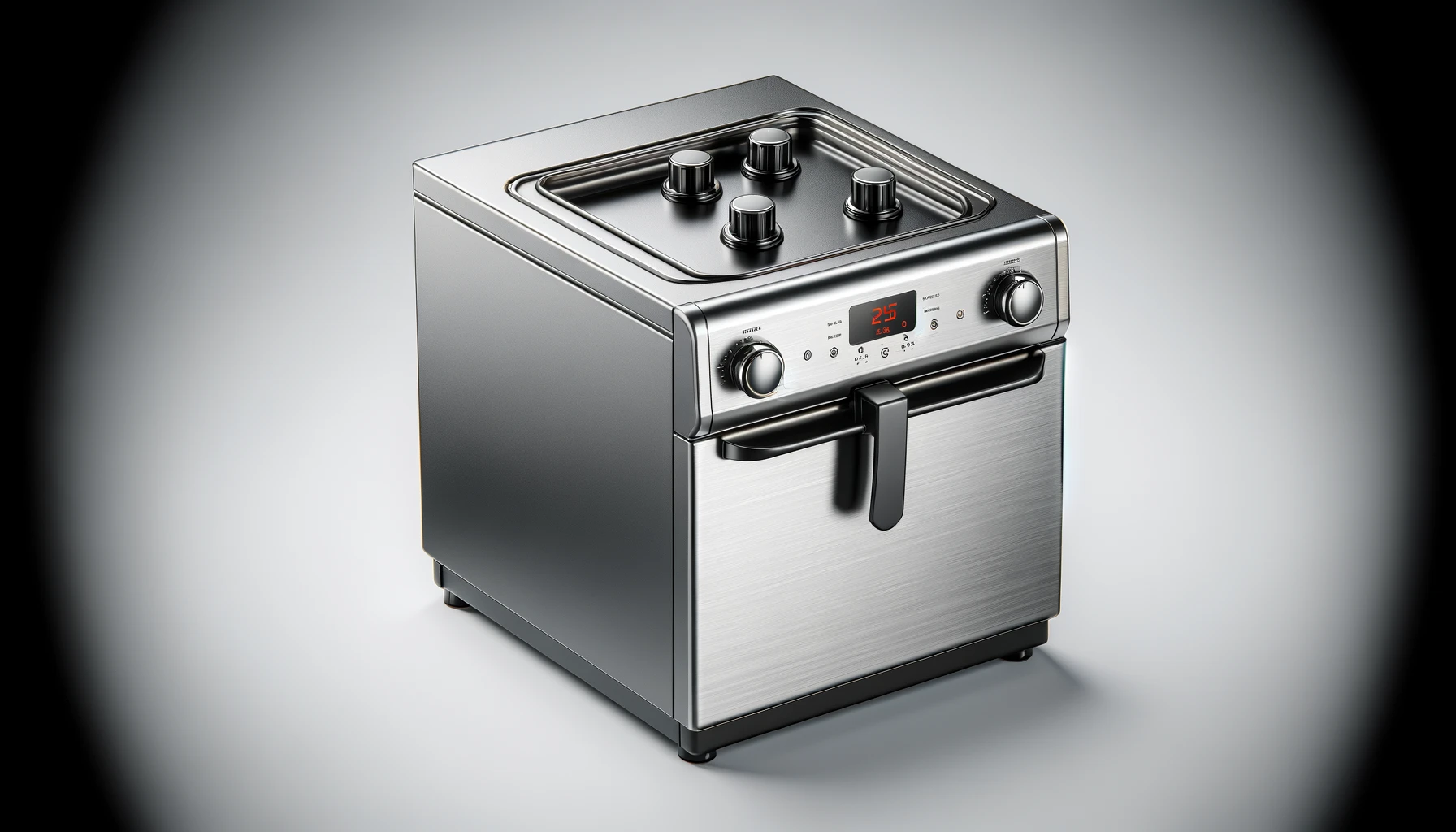 DALL·E-2024-03-01-10.50.30-Create-an-image-of-a-modern-kitchen-deep-fryer-appliance.-The-fryer-should-have-a-stainless-steel-finish-black-handles-and-a-control-panel-with-knob