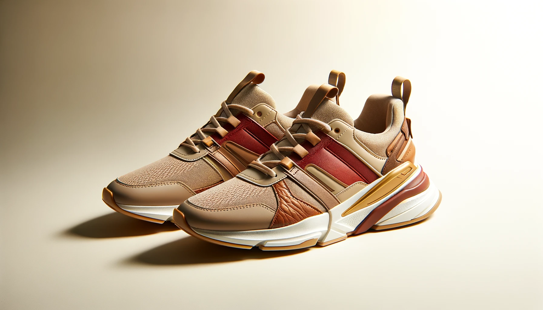 DALL·E-2024-03-01-19.09.59-A-pair-of-running-style-sneakers-with-a-modern-design.-The-sneakers-feature-a-bimaterial-leather-upper-with-a-combination-of-smooth-beige-leather-and-