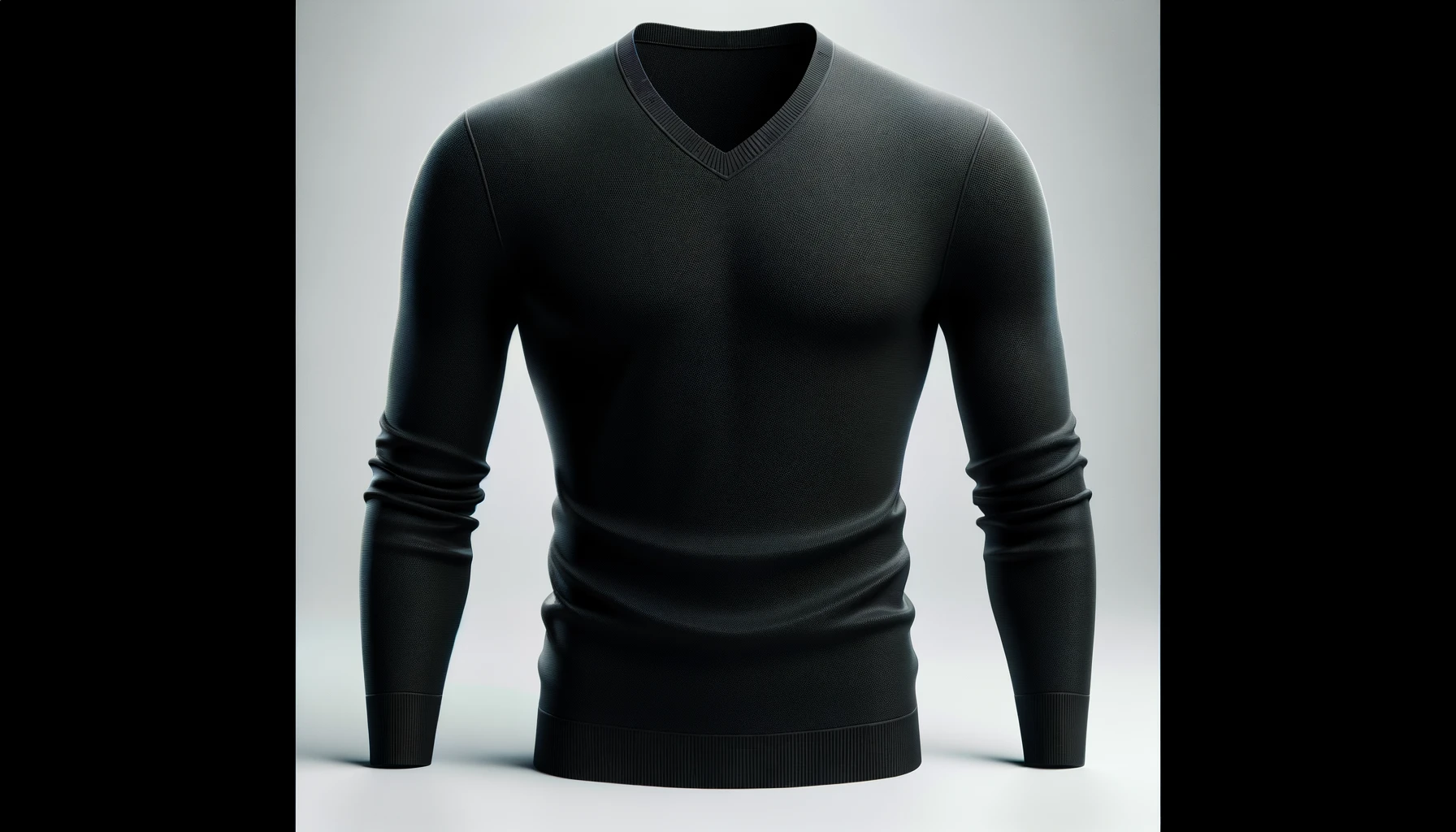 DALL·E-2024-03-09-20.18.04-Image-of-a-modern-black-sweater-for-men.-The-sweater-is-displayed-from-the-front-view-with-a-straight-pose-on-a-plain-white-background.-It-features-a