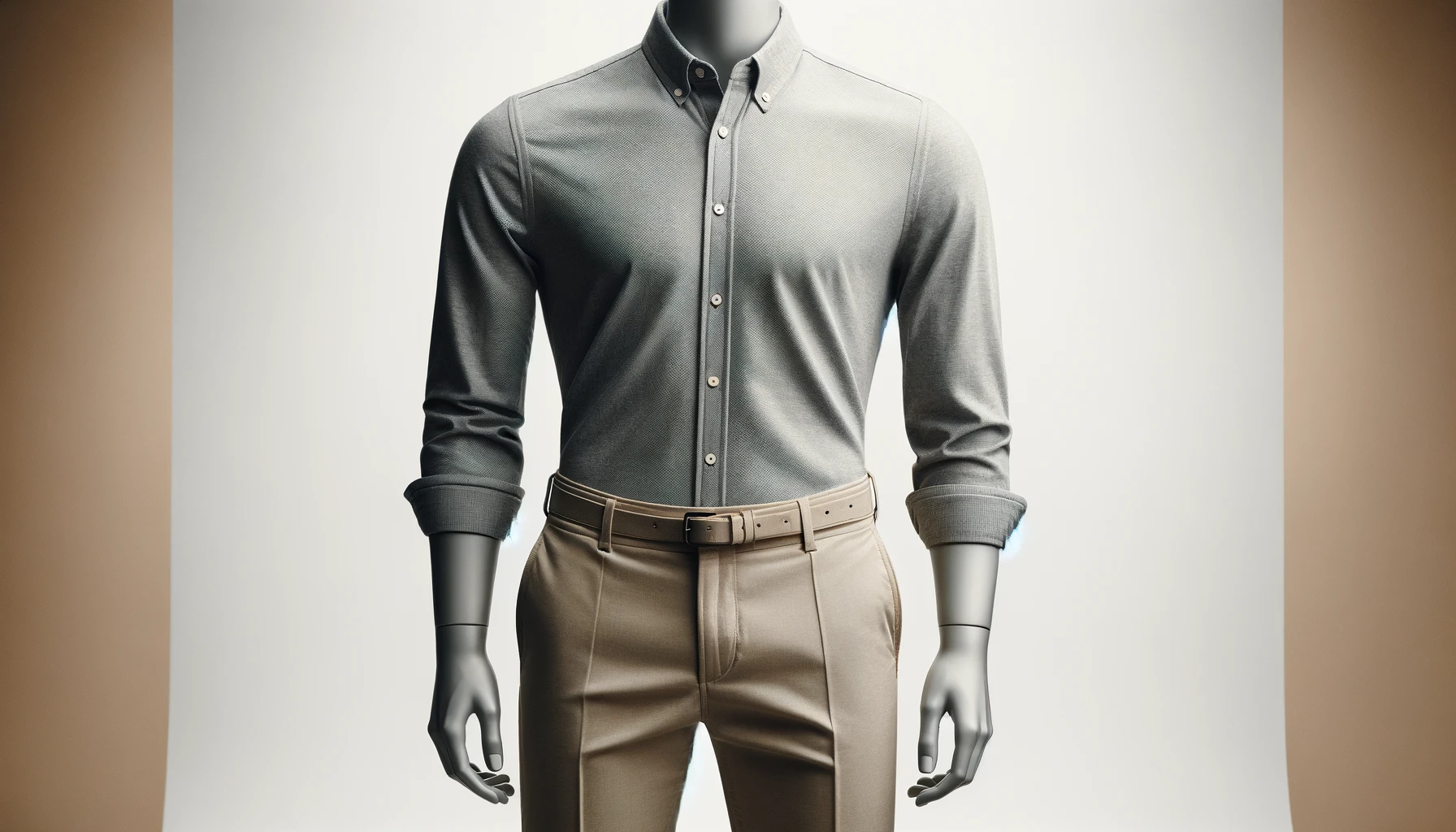 DALL·E-2024-03-11-11.14.05-Create-a-16_9-full-HD-horizontal-image-of-a-mannequin-dressed-in-a-grey-long-sleeve-button-up-shirt-and-beige-pants.-The-mannequin-is-centered-against