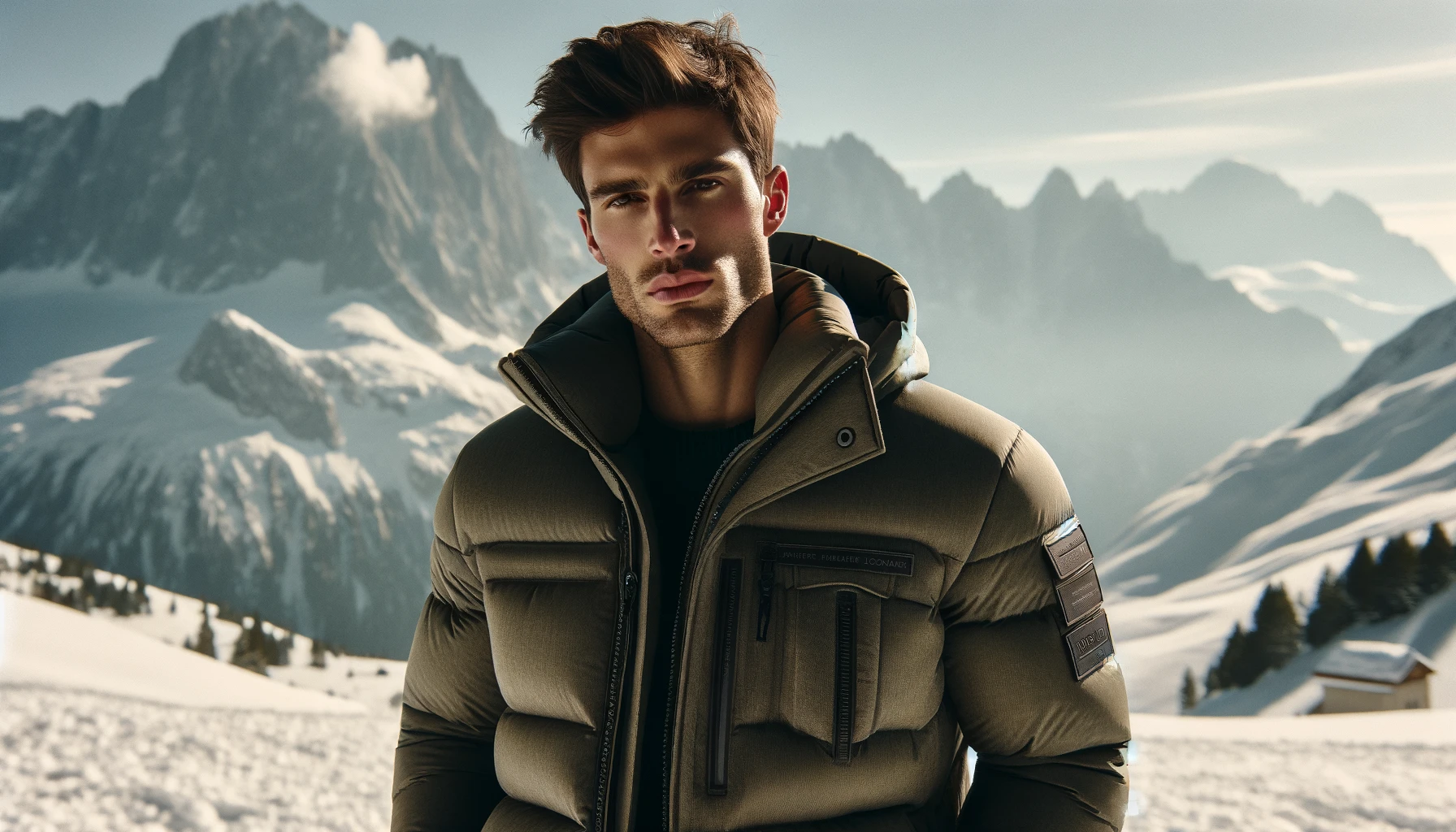 DALL·E-2024-03-11-12.28.04-A-male-model-standing-in-a-snowy-mountain-environment-wearing-a-winter-jacket.-The-model-is-not-facing-directly-at-the-camera-but-slightly-turned-to-