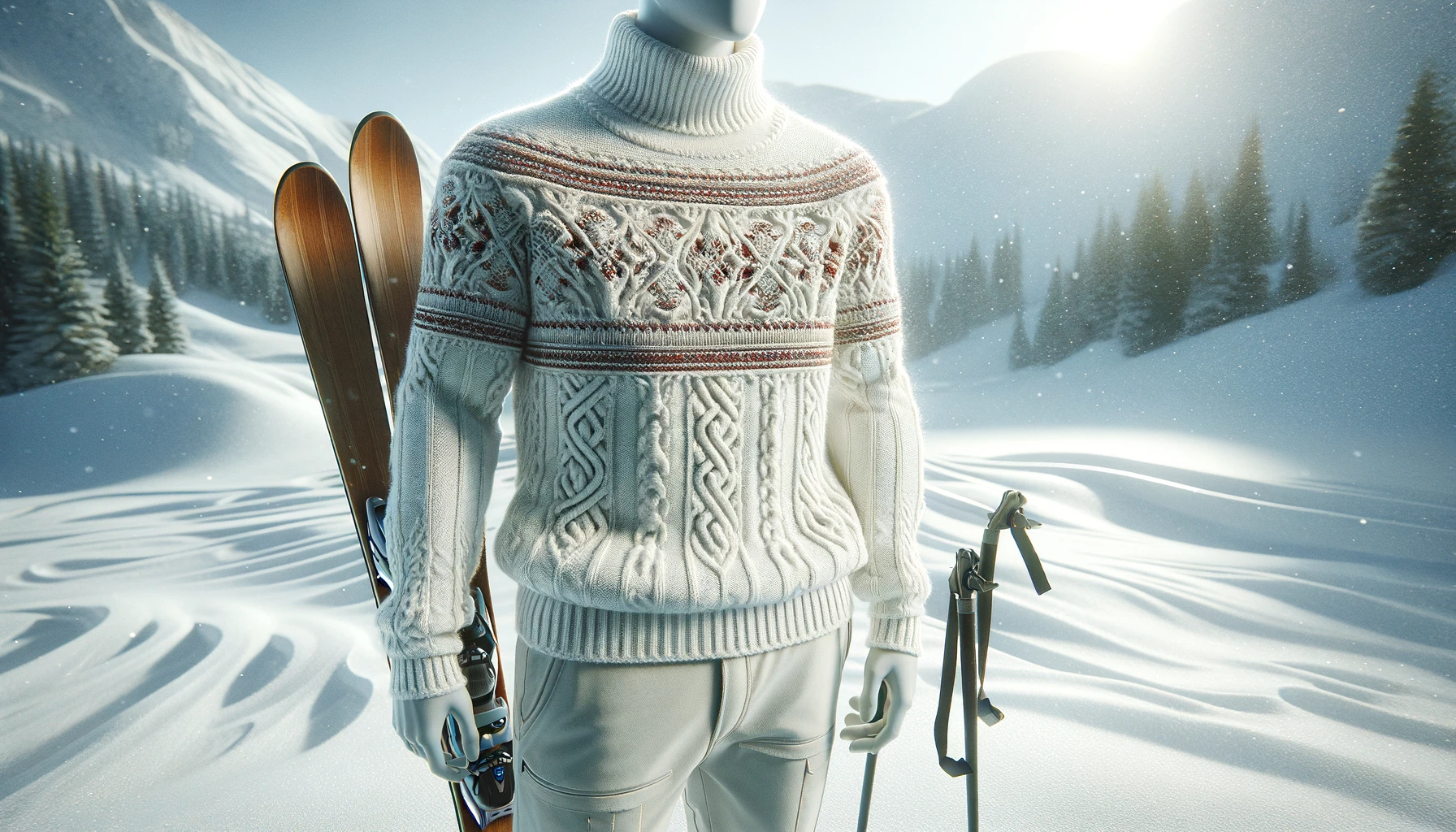 DALL·E-2024-03-11-16.25.31-Create-an-image-of-a-person-standing-in-a-snowy-landscape.-The-person-is-wearing-a-white-winter-sweater-with-a-detailed-intricate-pattern-in-shades-o