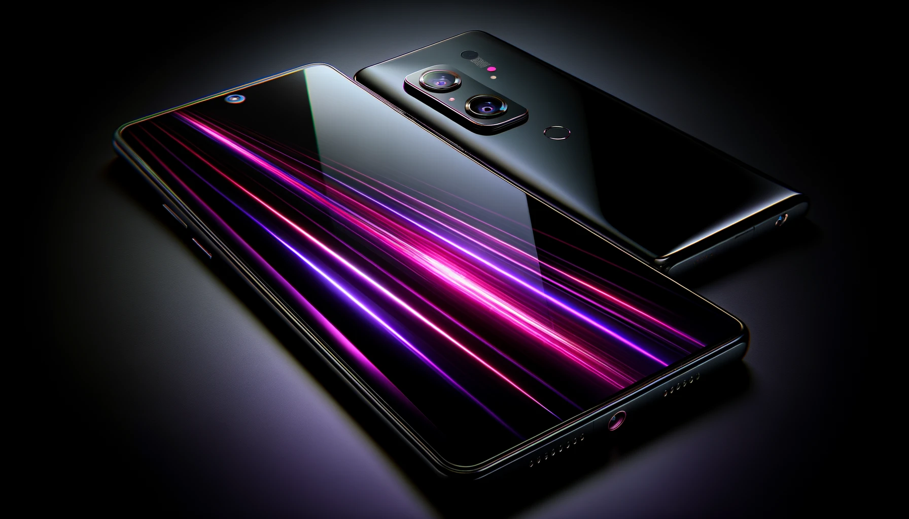 DALL·E-2024-03-18-07.24.28-An-ultra-modern-smartphone-with-a-glassy-black-finish.-It-has-three-cameras-on-the-upper-left-corner-of-its-back-arranged-in-a-triangular-pattern-wit